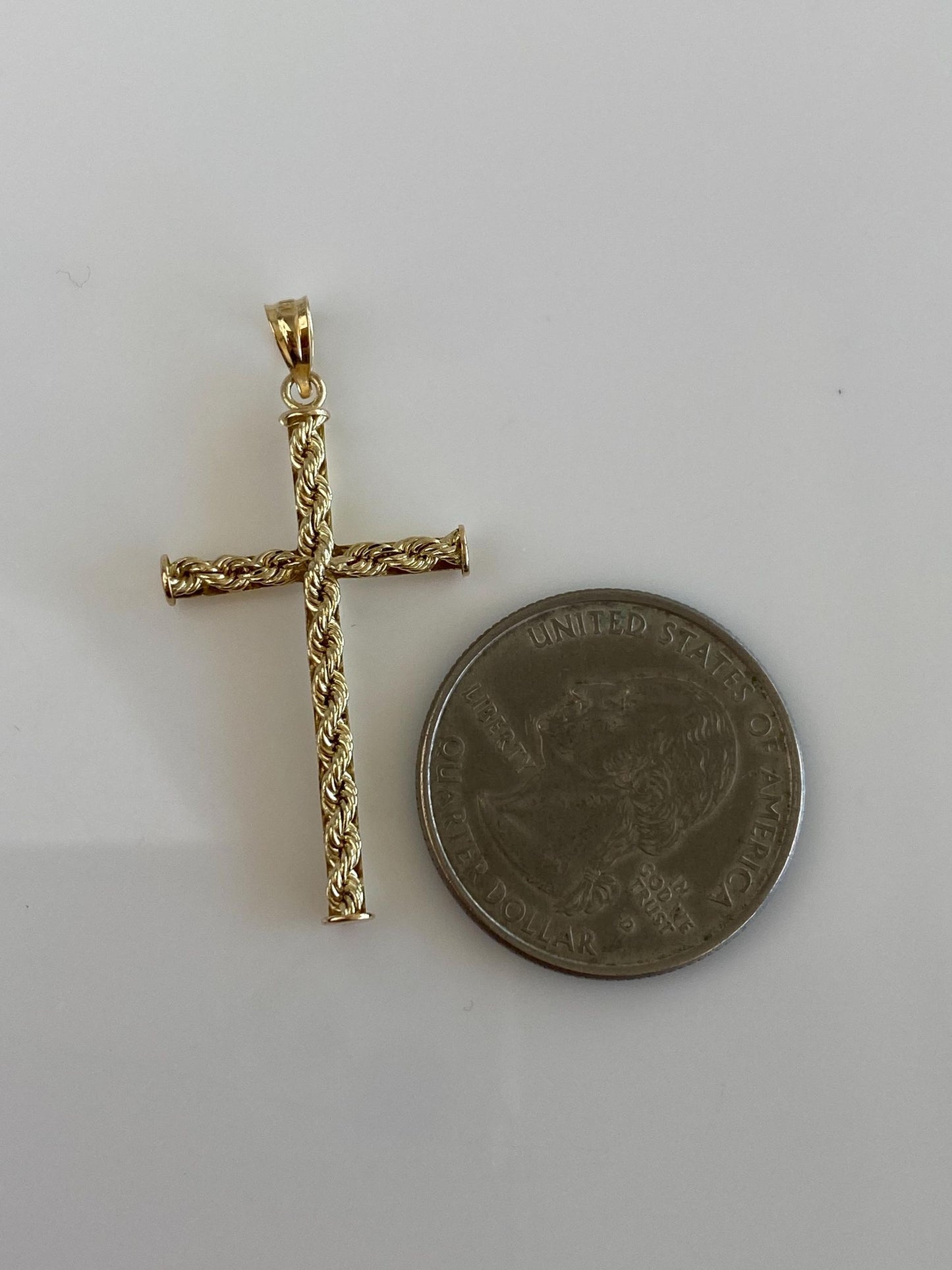 Vintage 14k Yellow Gold Rope Chain Cross Charm