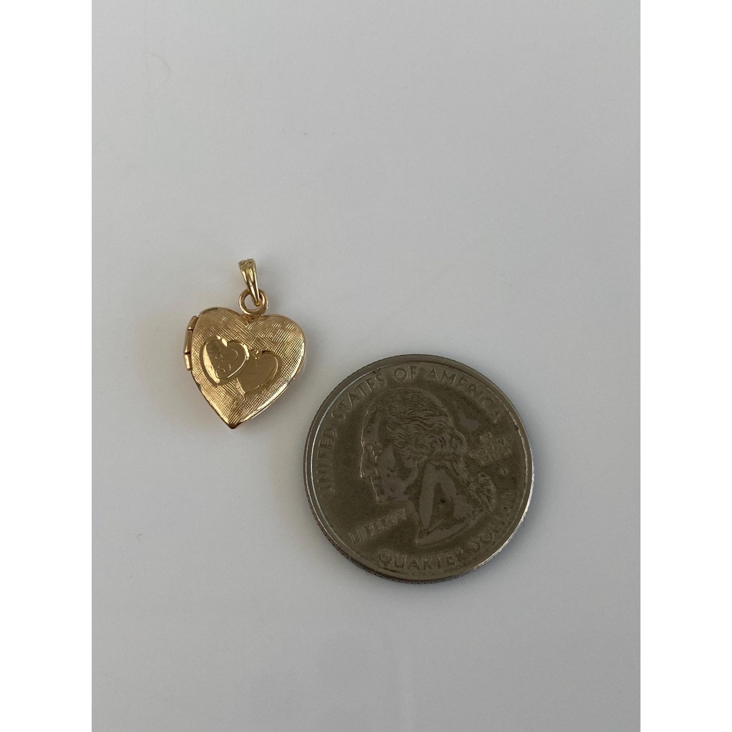 Vintage Solid 14k Yellow Gold Hearts Design Heart Locket Charm