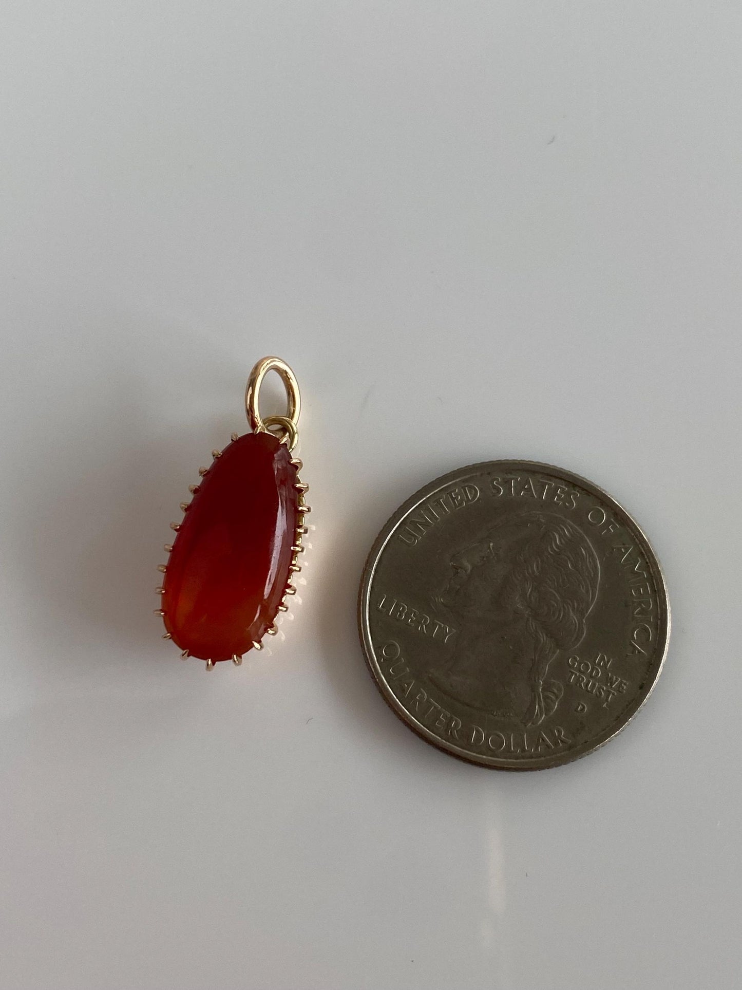 Vintage Solid 10k Yellow Gold Carnelian Charm