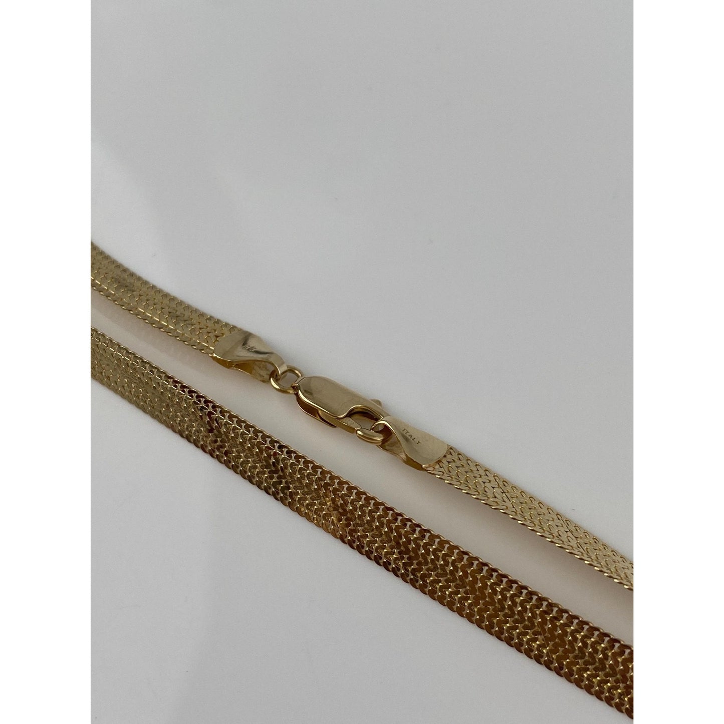Solid 14k Yellow Gold Flat Woven Chain Necklace - 18.25 inches