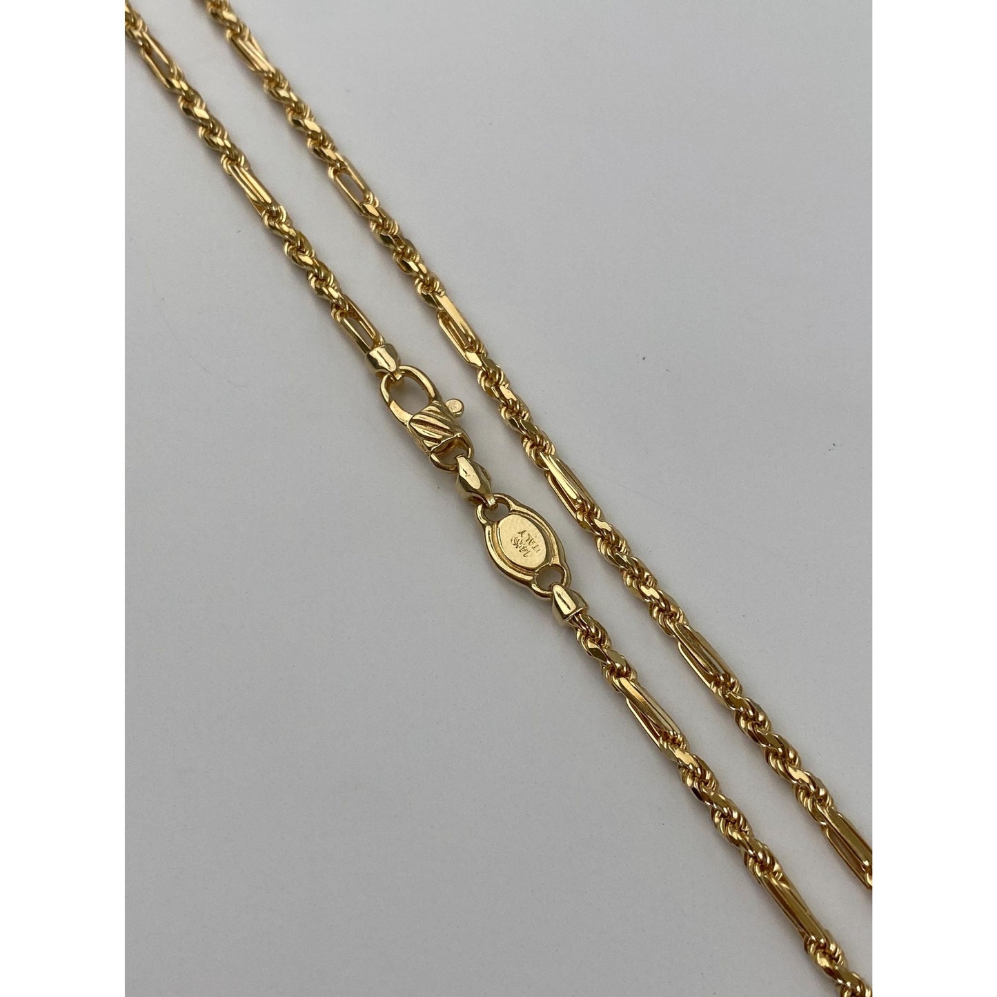 Vintage Solid 14k Yellow Gold Long Fancy Rope Chain Necklace - 30 inches