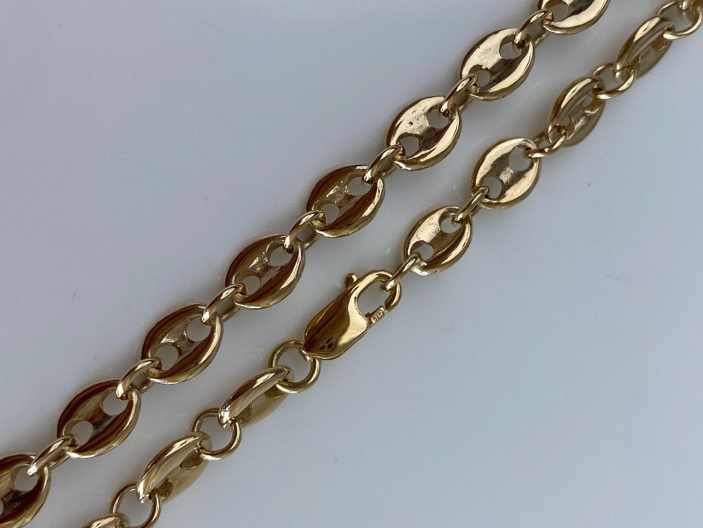 Vintage Solid 9k Yellow Gold Mariner Link Necklace - 21 inches