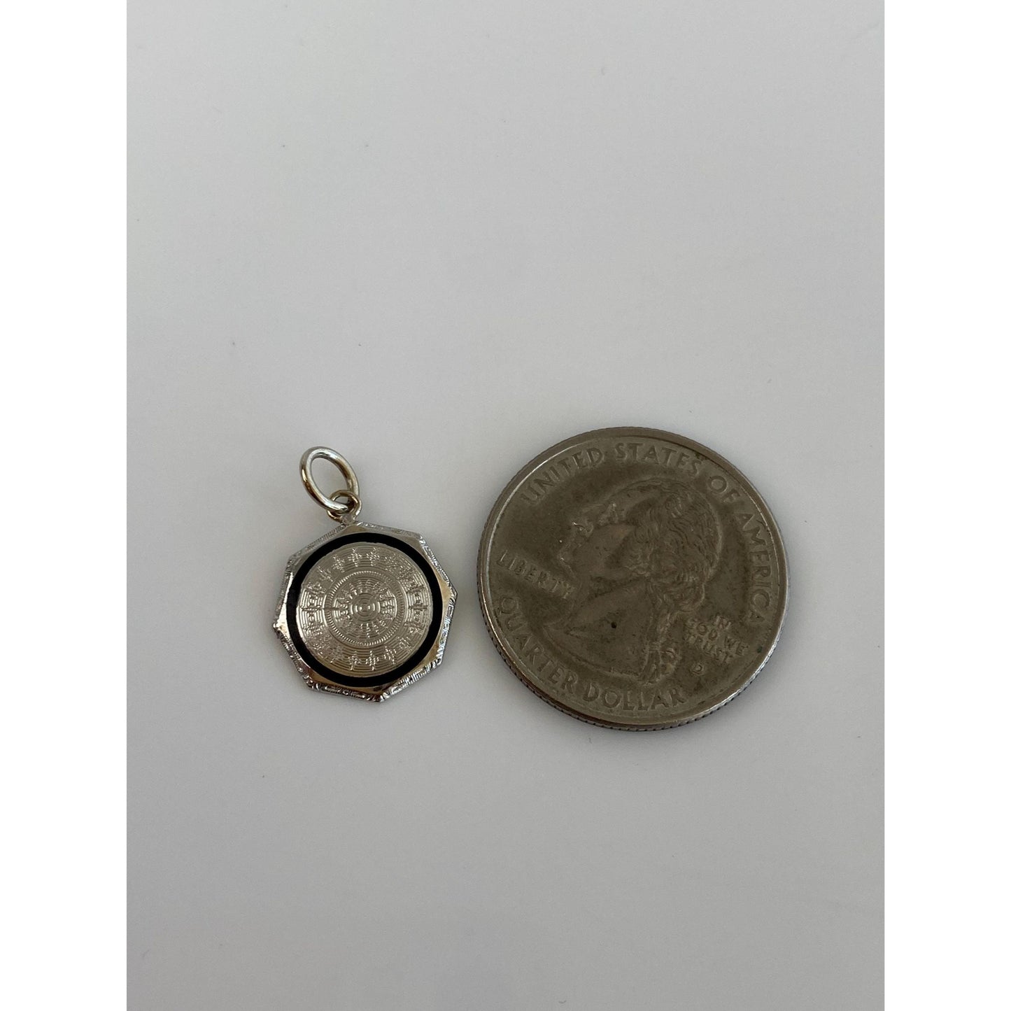 Solid 14k White Gold Black Enamel Cufflink Conversion Charm