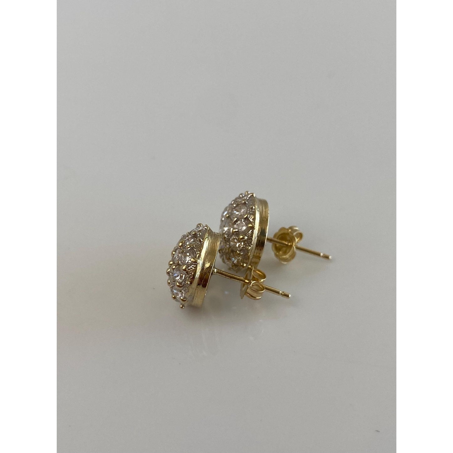 Solid 14k Yellow Gold Cubic Zirconia Cluster Stud Earrings