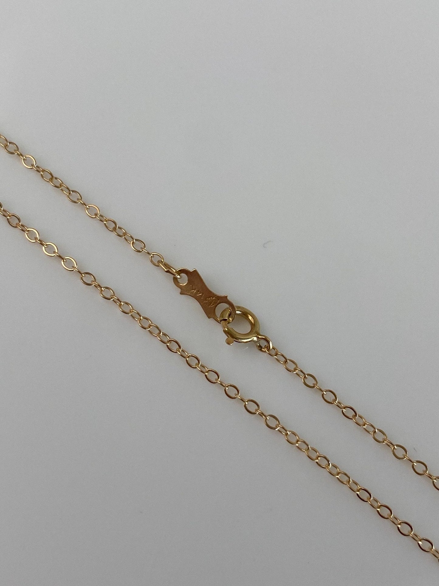 Vintage Solid 14k Yellow Gold Dainty Cable Chain Necklace - 18 inches