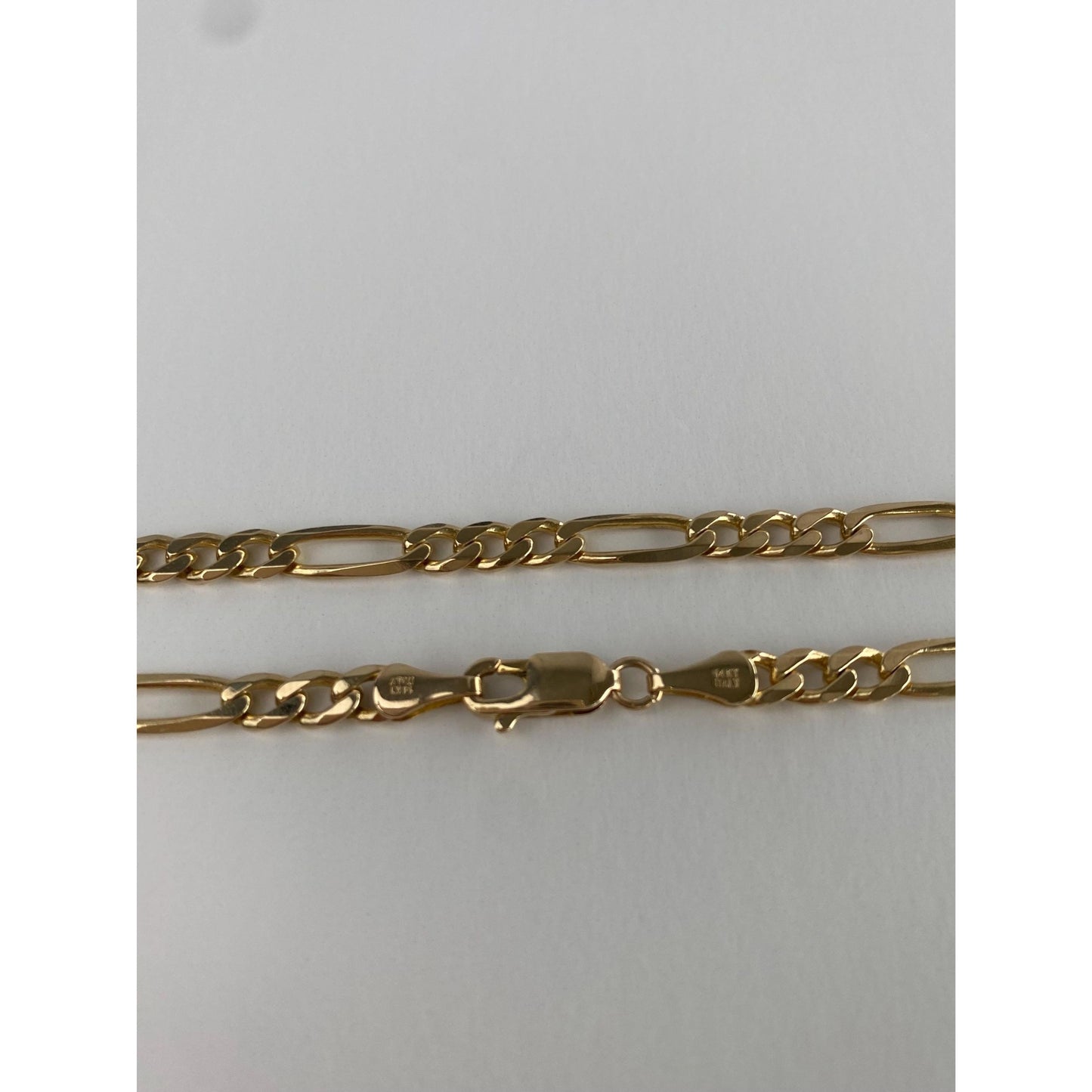 Vintage Solid 14k Yellow Gold Figaro Chain Necklace - 22 inches