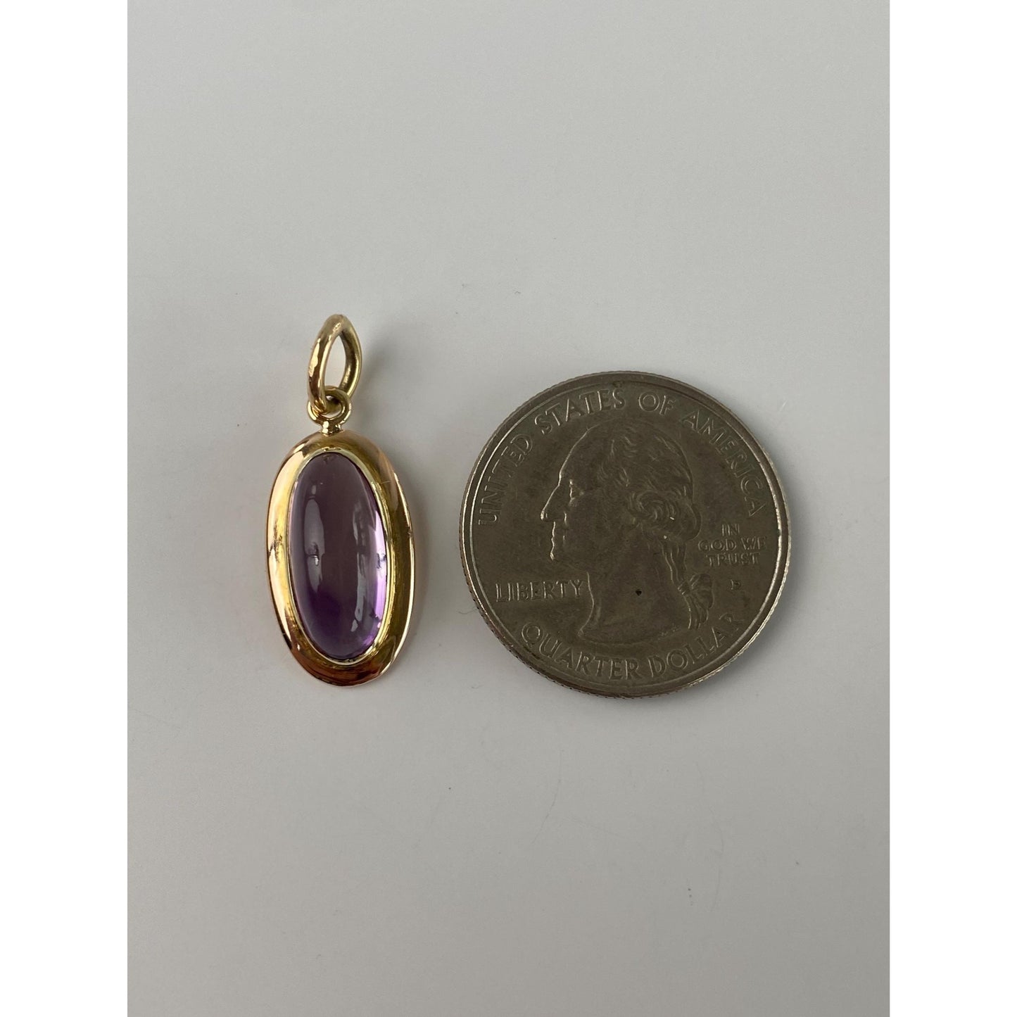 Vintage Solid 14k Yellow Gold Light Purple Cubic Zirconia Cabochon Stick Pin Conversion Charm