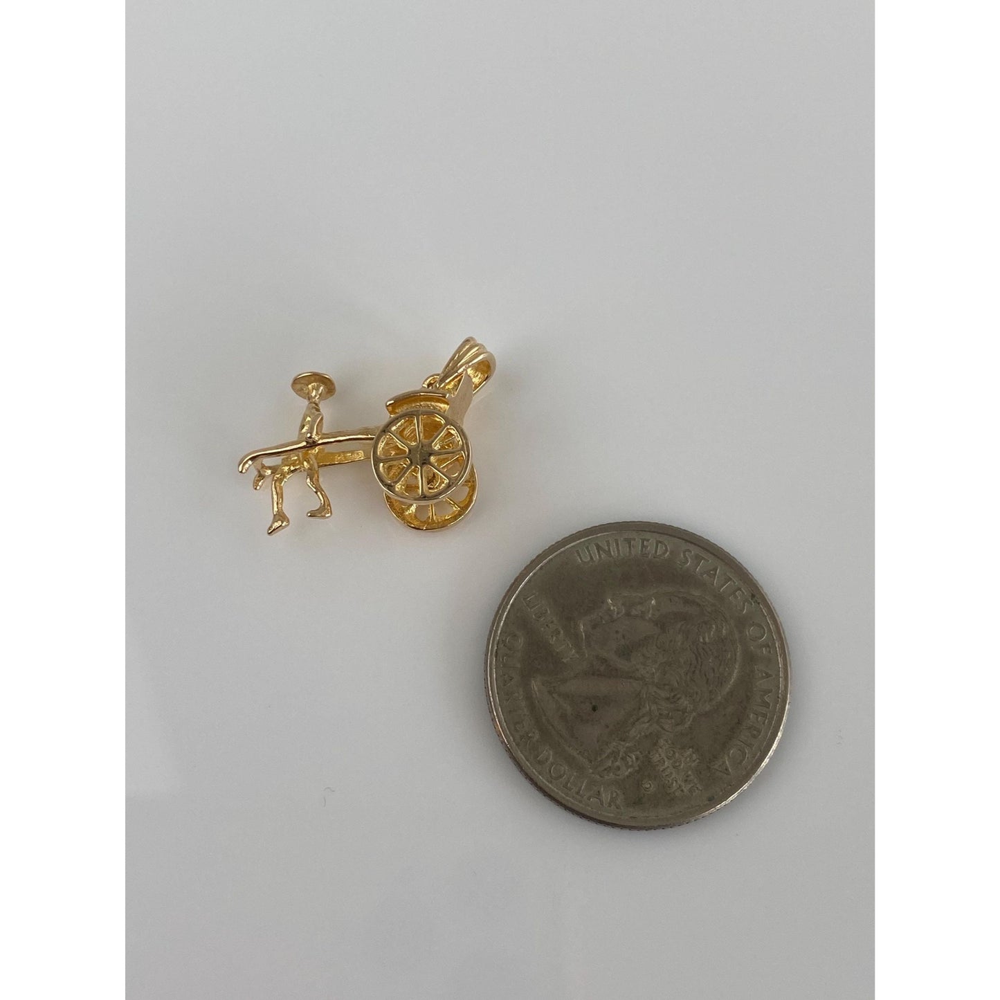 Vintage Solid 14k Yellow Gold Buggy Man Carriage Charm