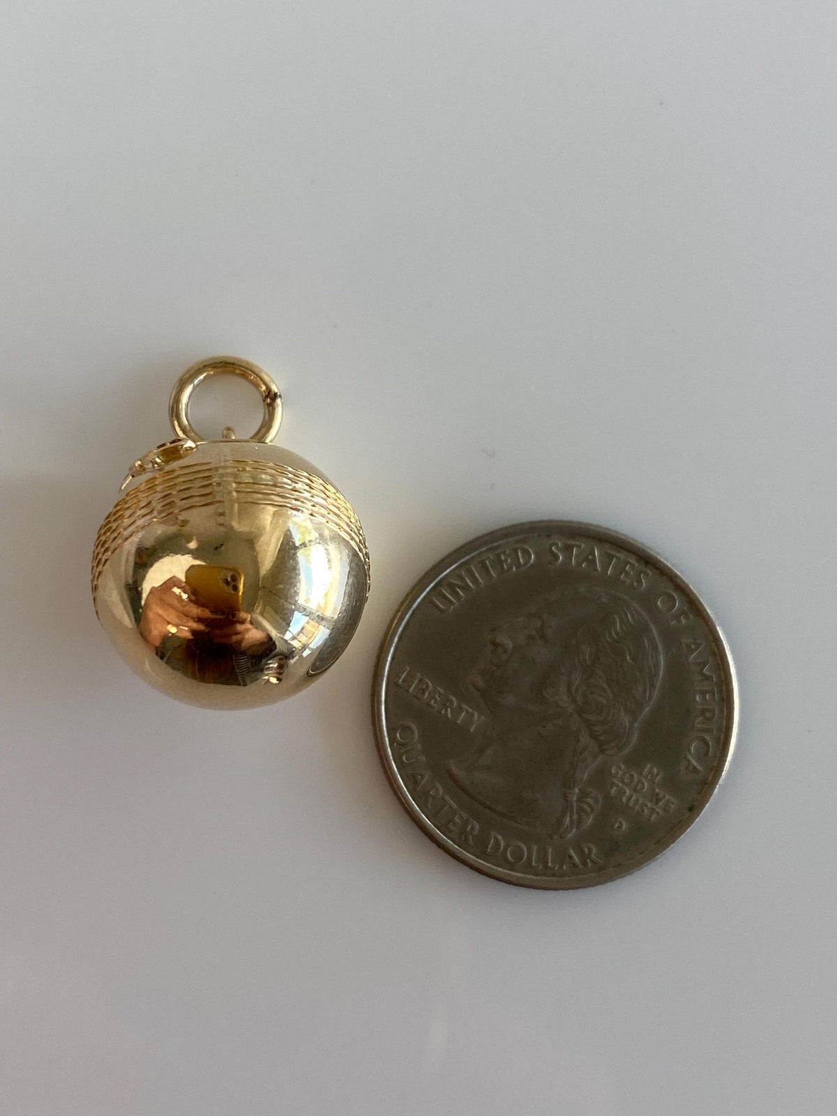 Vintage 10k Yellow Gold 1957 Orange Black Enamel 'P' Ball Charm