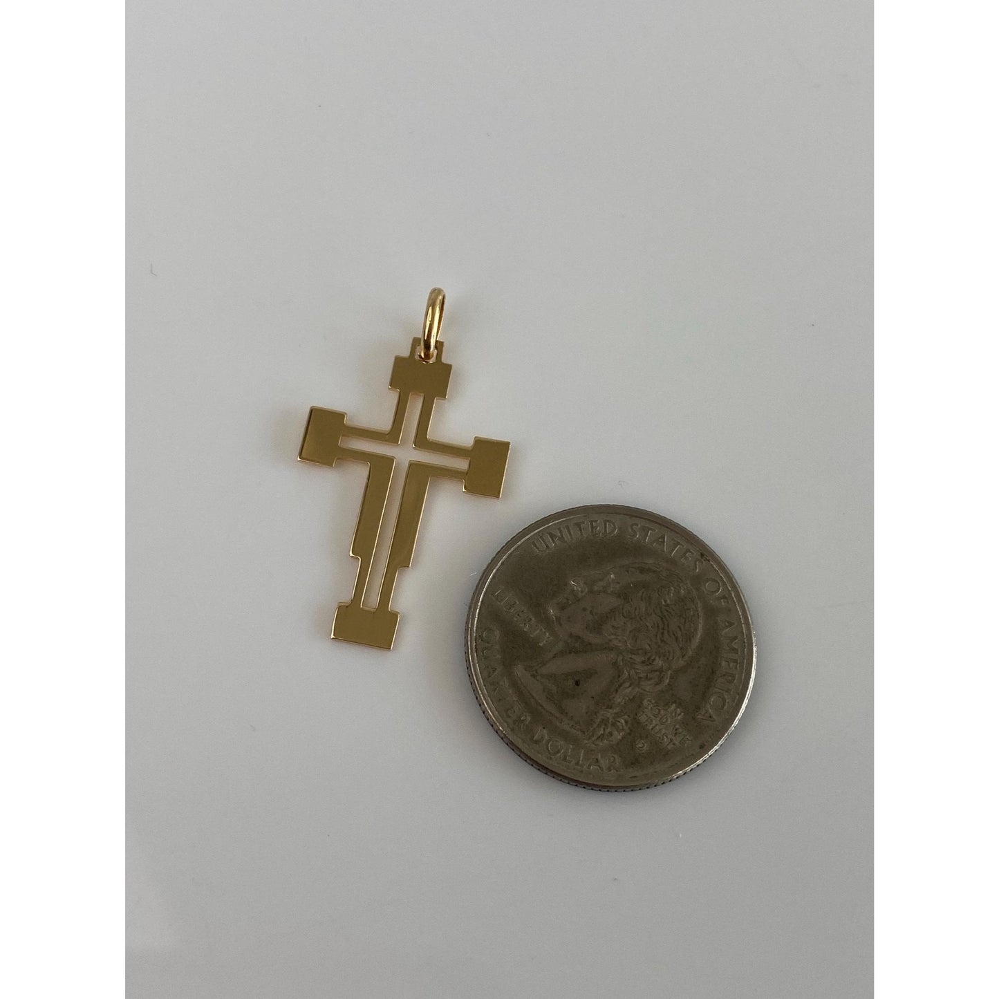 Vintage Solid 18k Yellow Gold Cross Charm