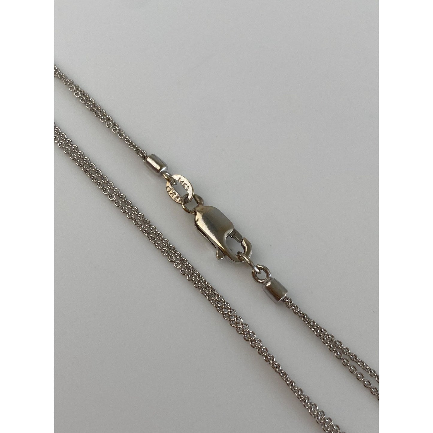 Solid 14k White Gold Double Strand Tight Rolo Chain Necklace - 18.25 inches