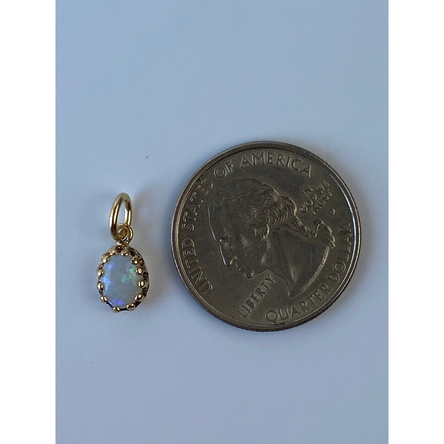 Vintage Solid 14k Yellow Gold Opal Charm