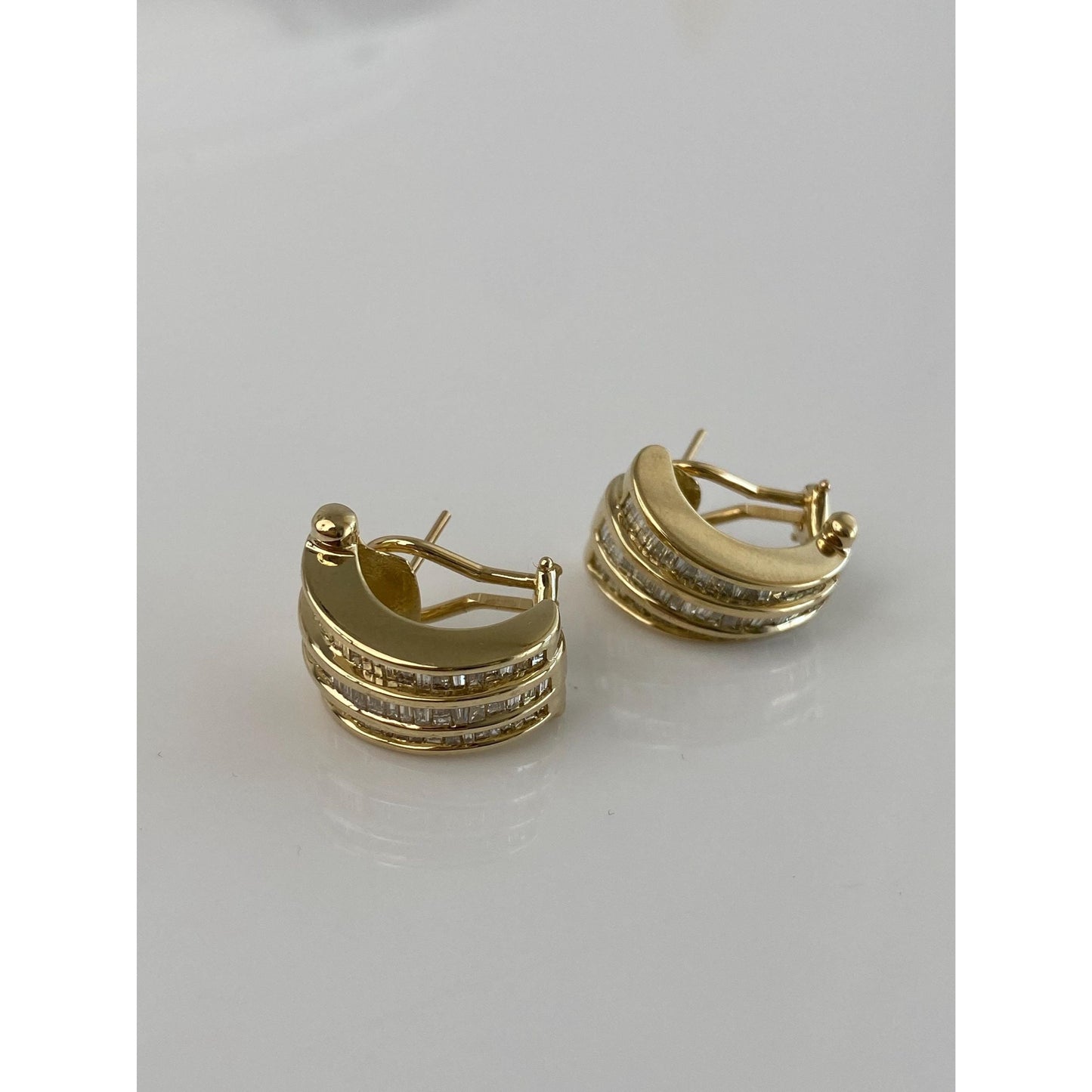 Vintage Solid 14k Yellow Gold Diamond Drop Earrings