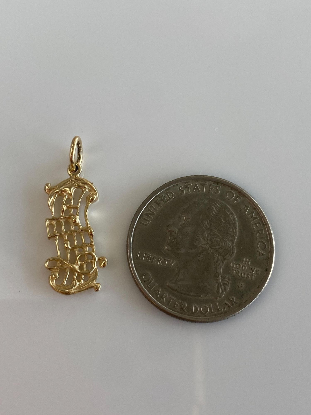 Vintage Solid 10k Yellow Gold Music Notes Charm