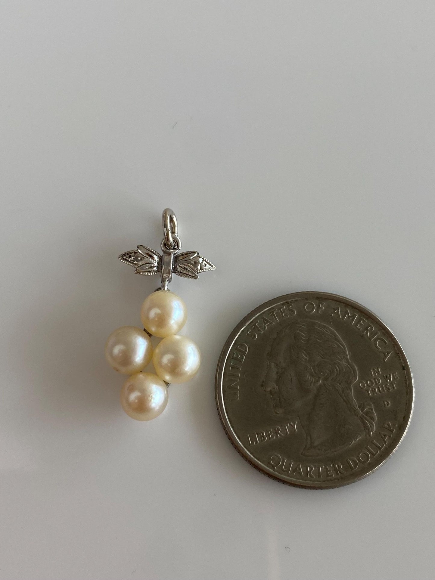 Vintage Solid Sterling Silver Pearls Charm