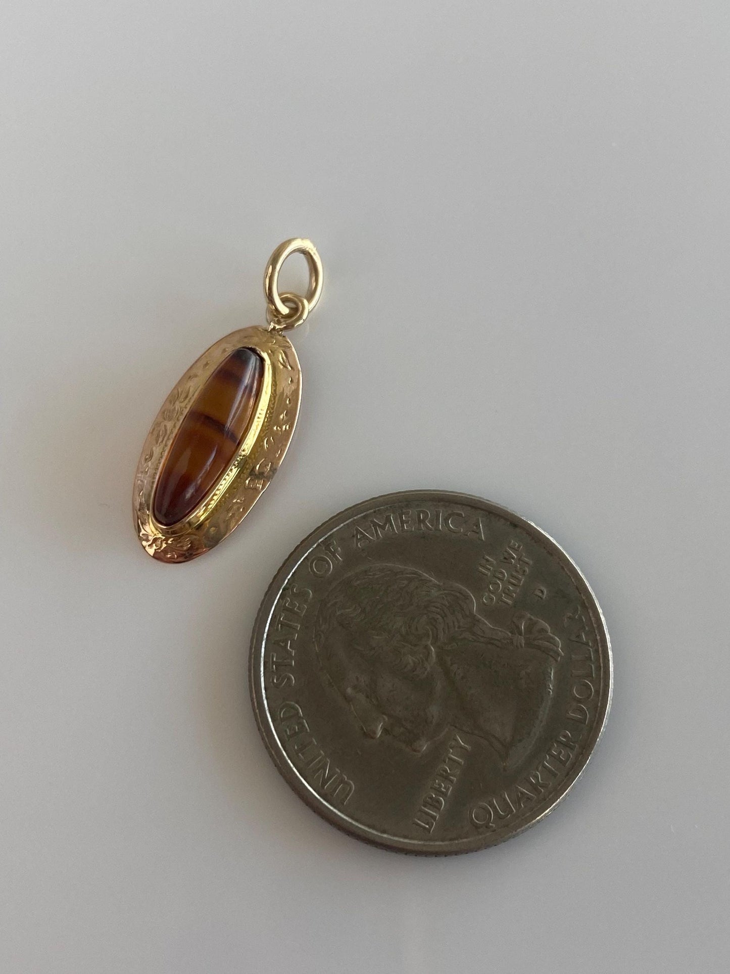 Vintage Solid 10k Yellow Gold Agate Stick Pin Conversion Charm