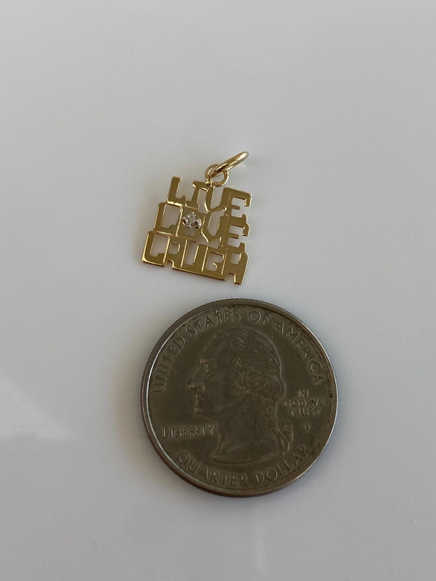 Vintage Solid 14k Yellow Gold Clear Sapphire Live Love Laugh Charm