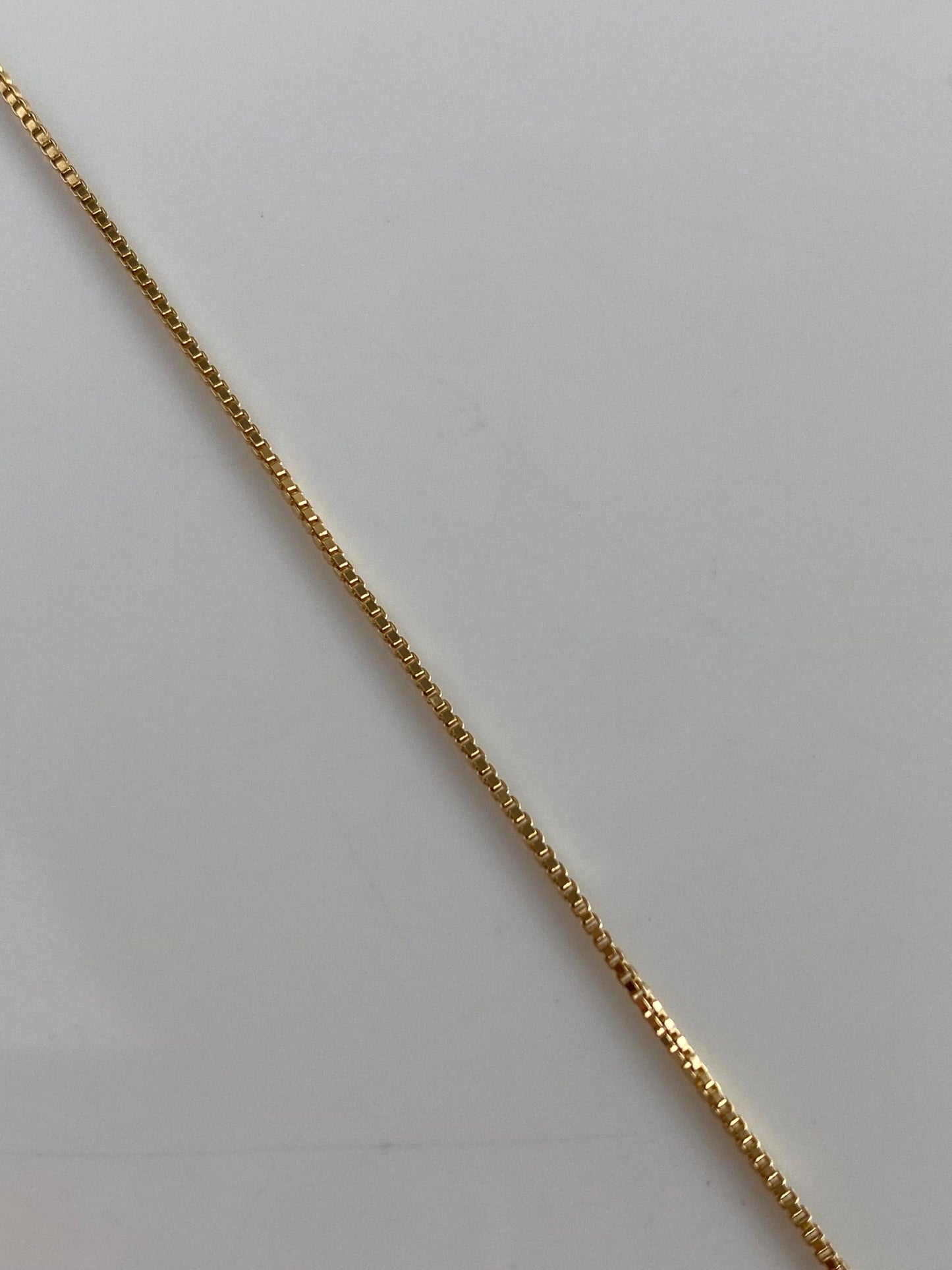 Vintage Solid 18k Yellow Gold Box Chain Anklet Bracelet - 8 inches