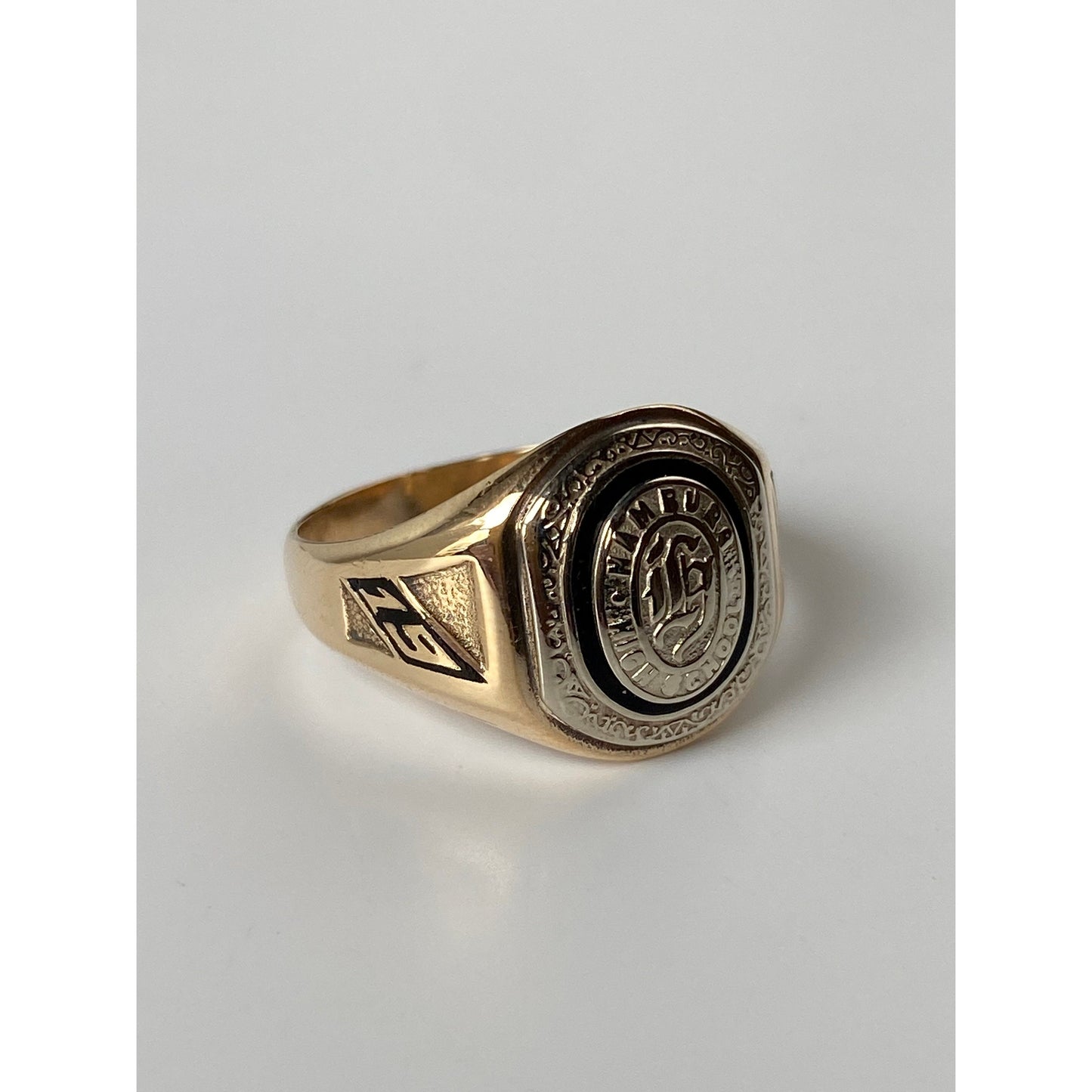 Vintage Solid 10k White & Yellow Gold 1930 Class Ring - Size 8.75