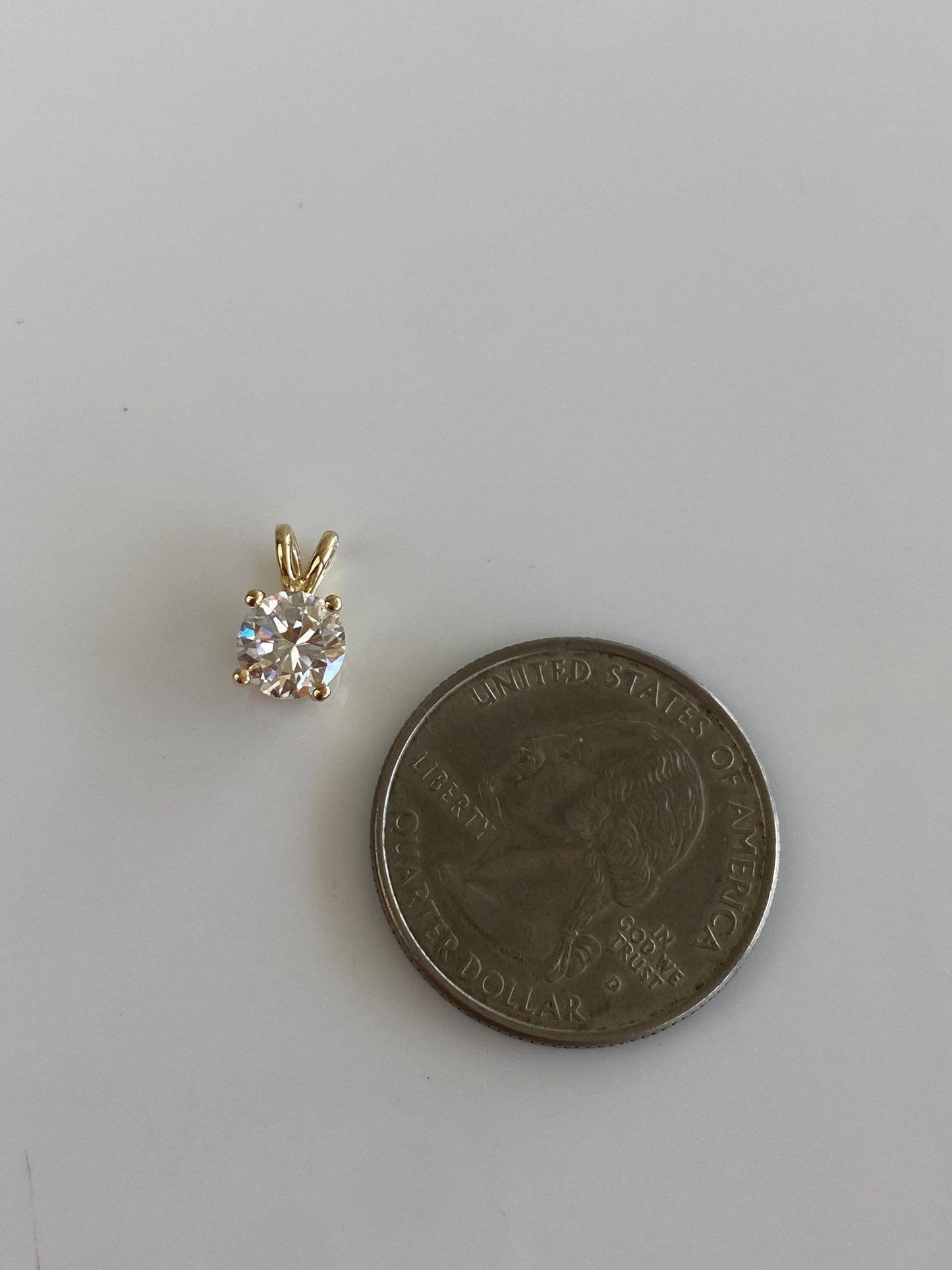 Solid 14k Yellow Gold Clear Cubic Zirconia Charm