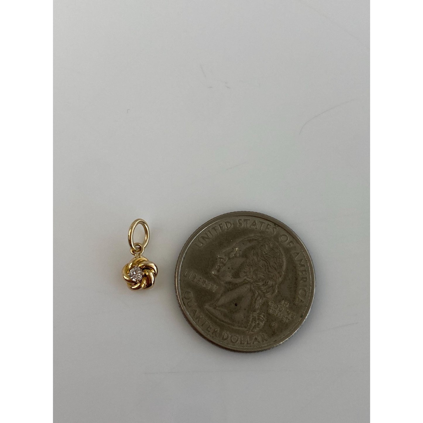 Vintage Solid 14k Yellow Gold Diamond Tiny Knot Charm