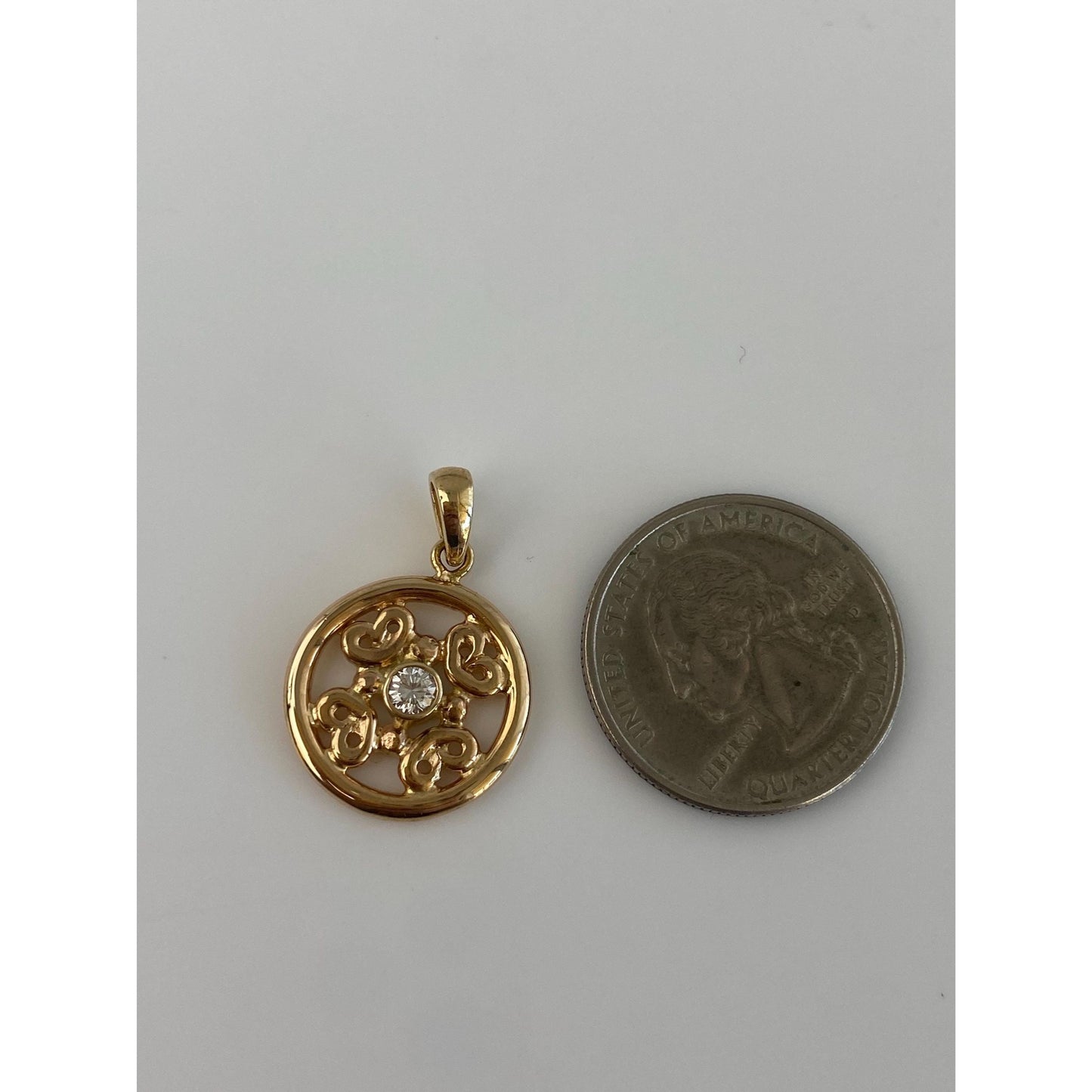 Solid 14k Yellow Gold Diamond Charm