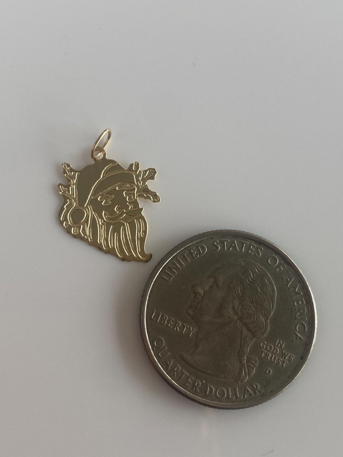 Vintage Solid 14k Yellow Gold Thin Santa Charm