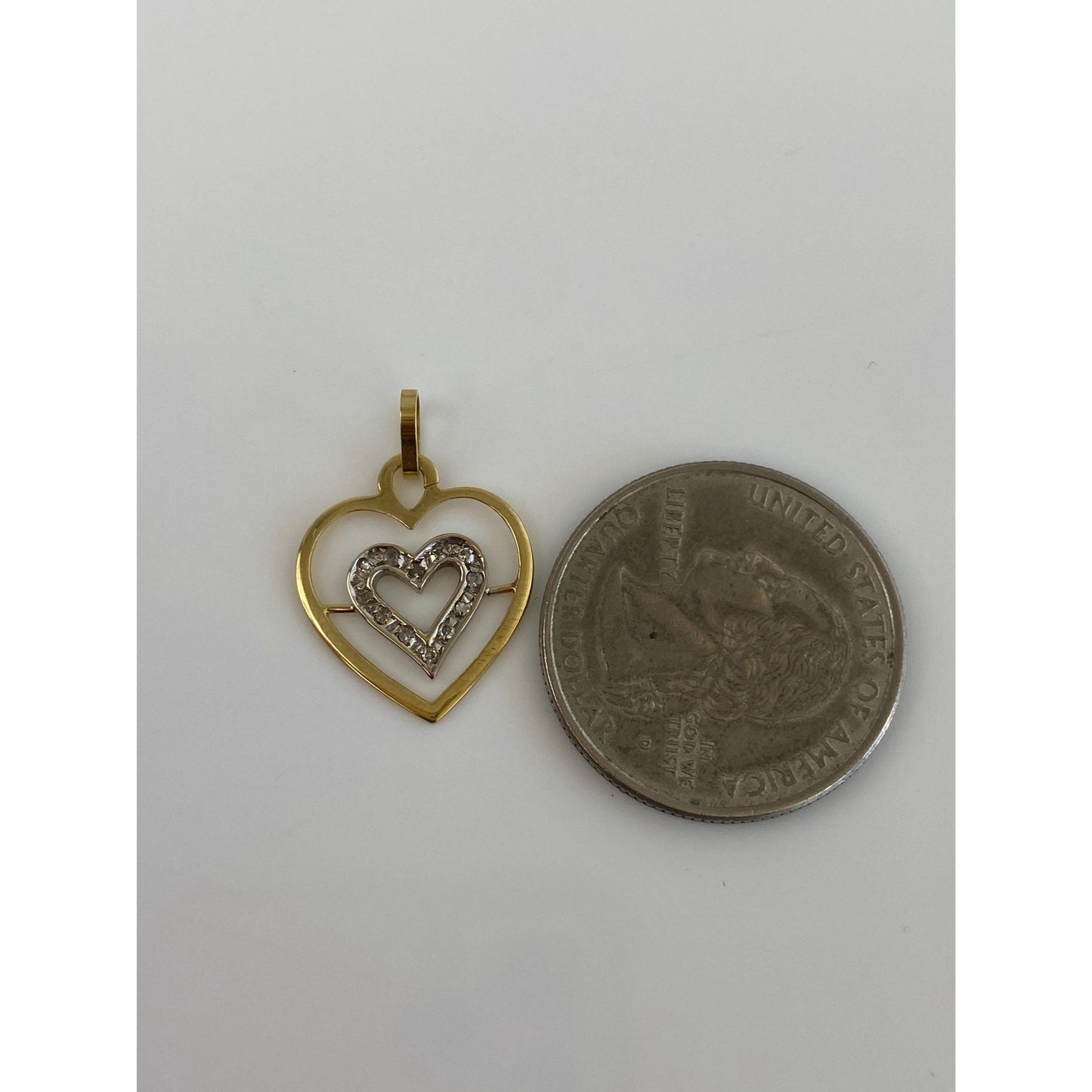 Vintage Solid 18k Yellow Gold Diamond Heart Charm