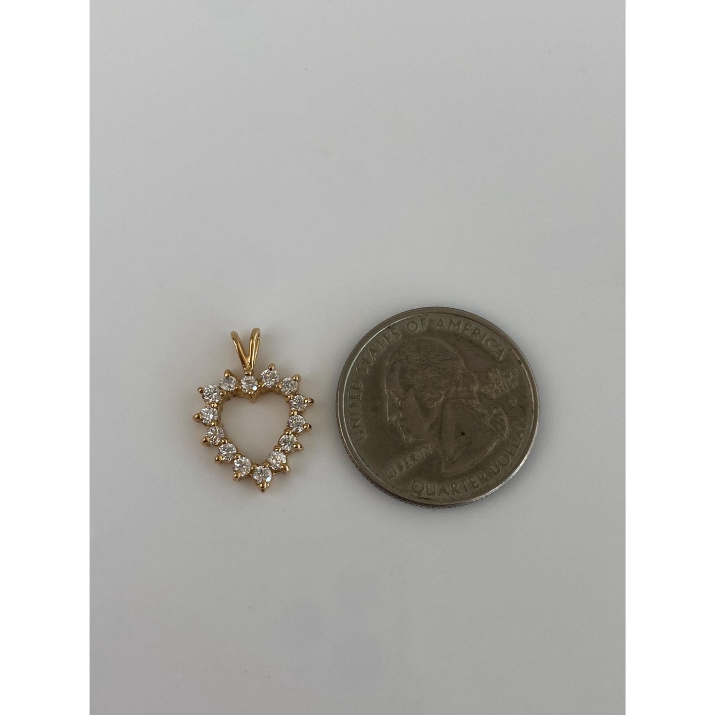 Vintage 14k Yellow Gold Cubic Zirconia Heart Charm