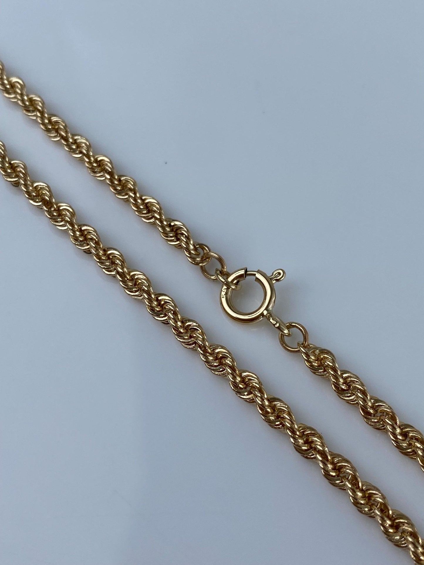 Vintage Solid 14k Yellow Gold Rope Chain Necklace - 21 inches