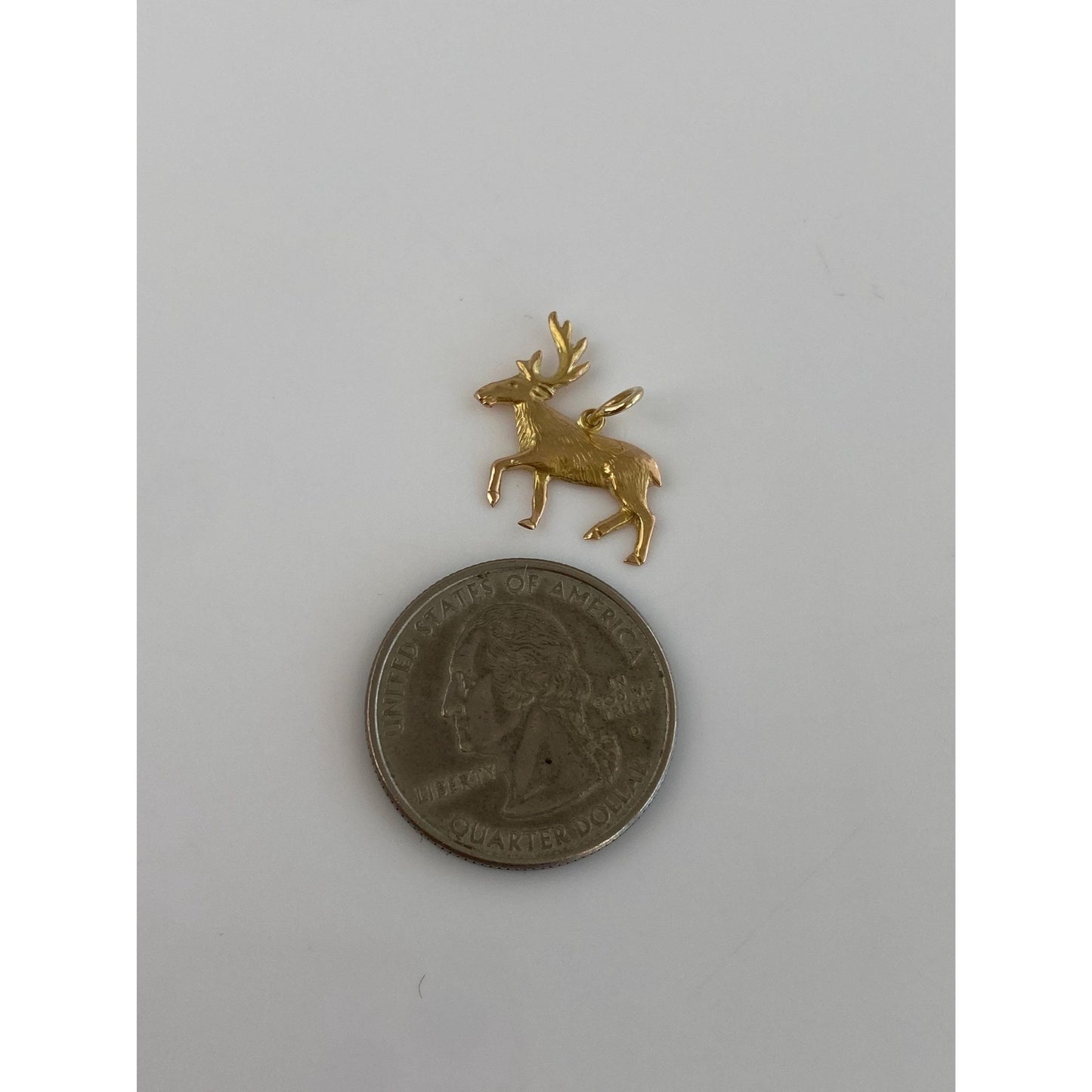 Vintage Solid 14k Yellow Gold Deer Charm