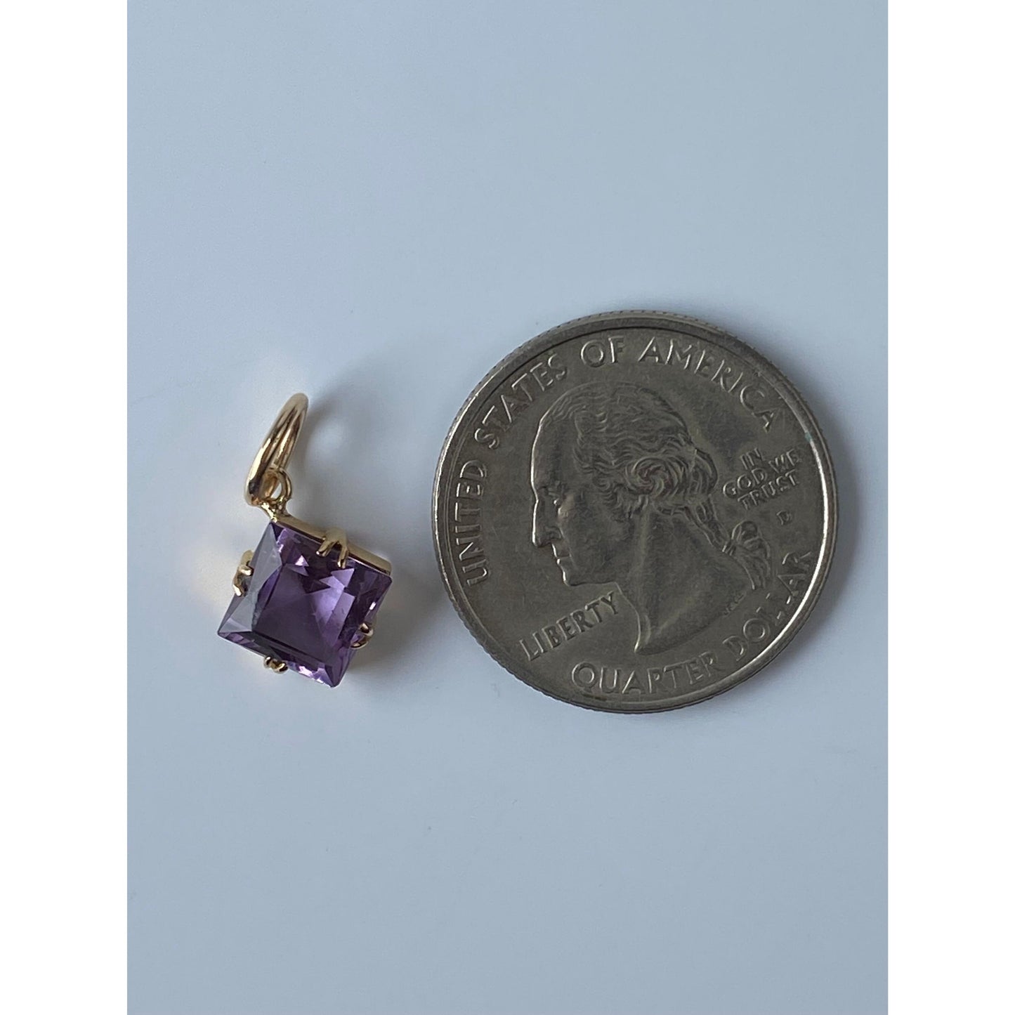 Vintage Solid 14k Yellow Gold Amethyst Charm