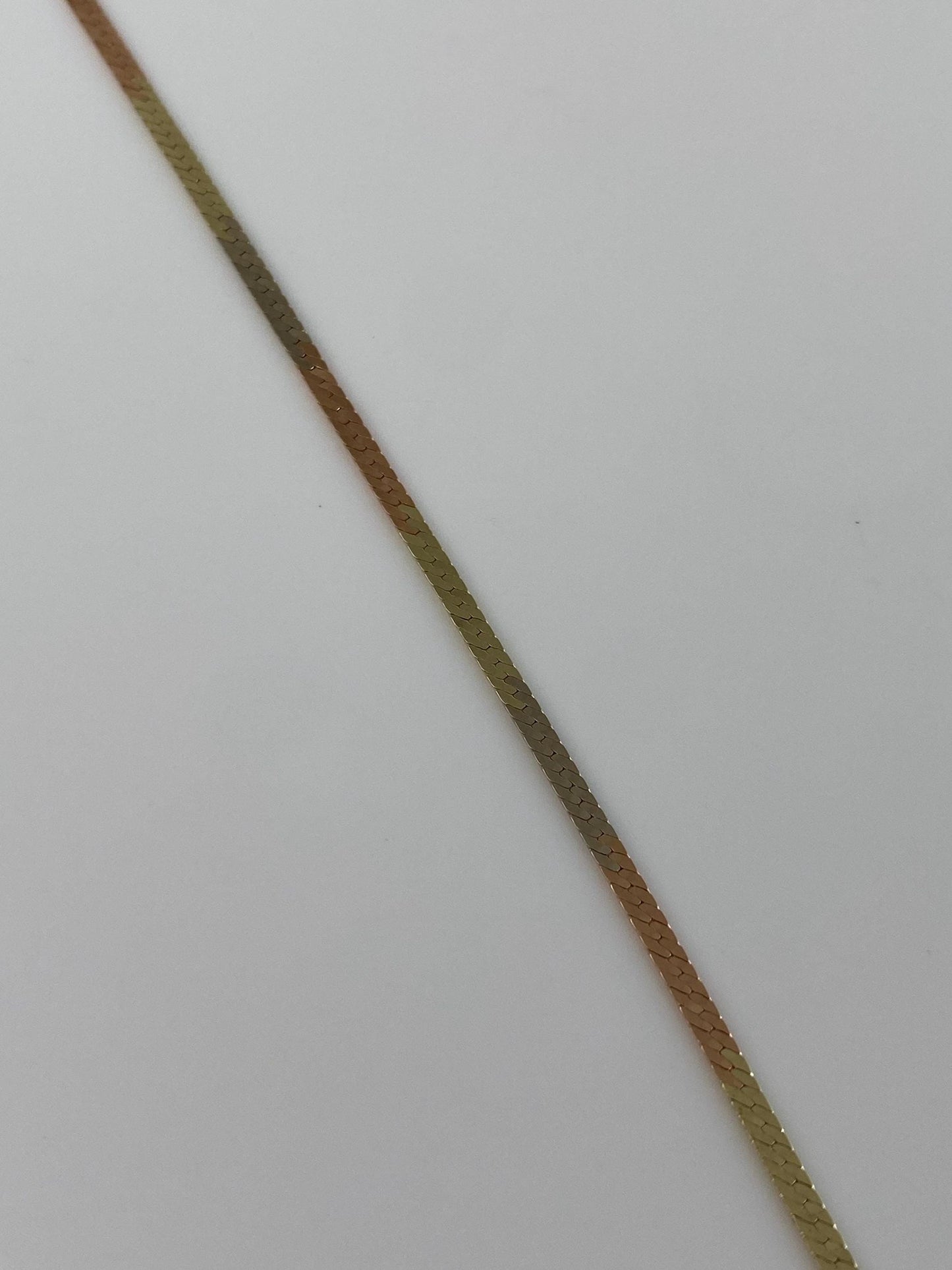 Vintage Solid 14k Tri Tone Gold Pattern Herringbone Chain Necklace - 23.75 inches