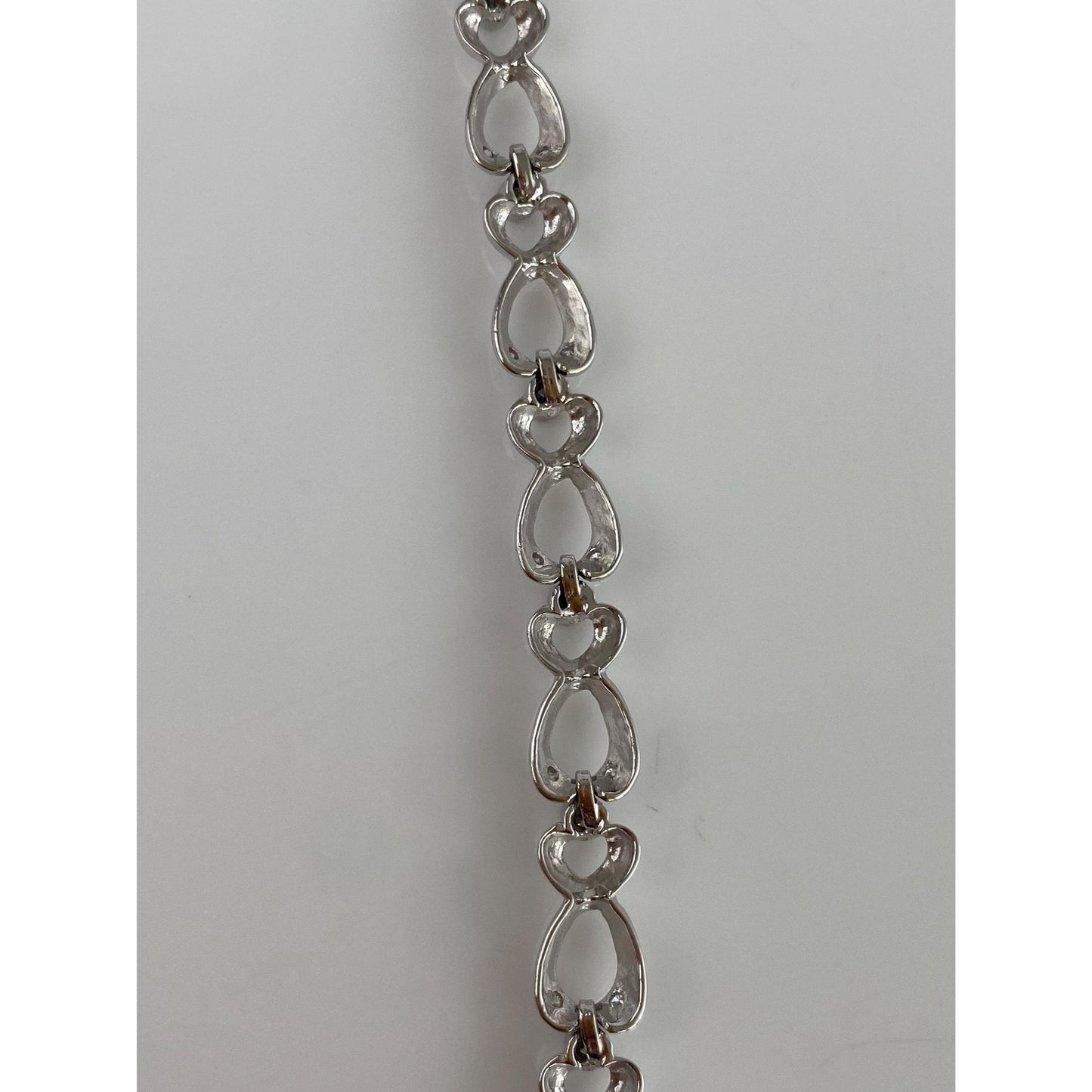 Solid 14k White Gold Diamond Link Bracelet - 7.5 inches