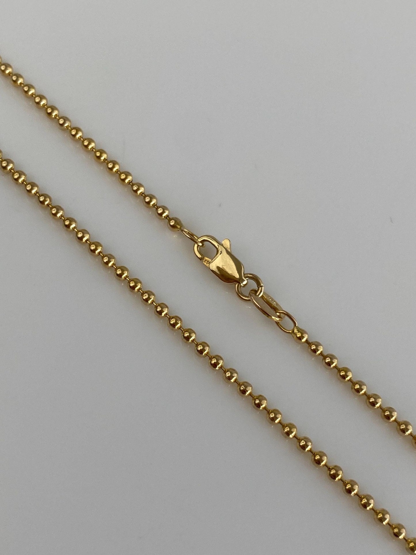 Vintage Solid 14k Yellow Gold Ball Chain Necklace - 16.25 inches