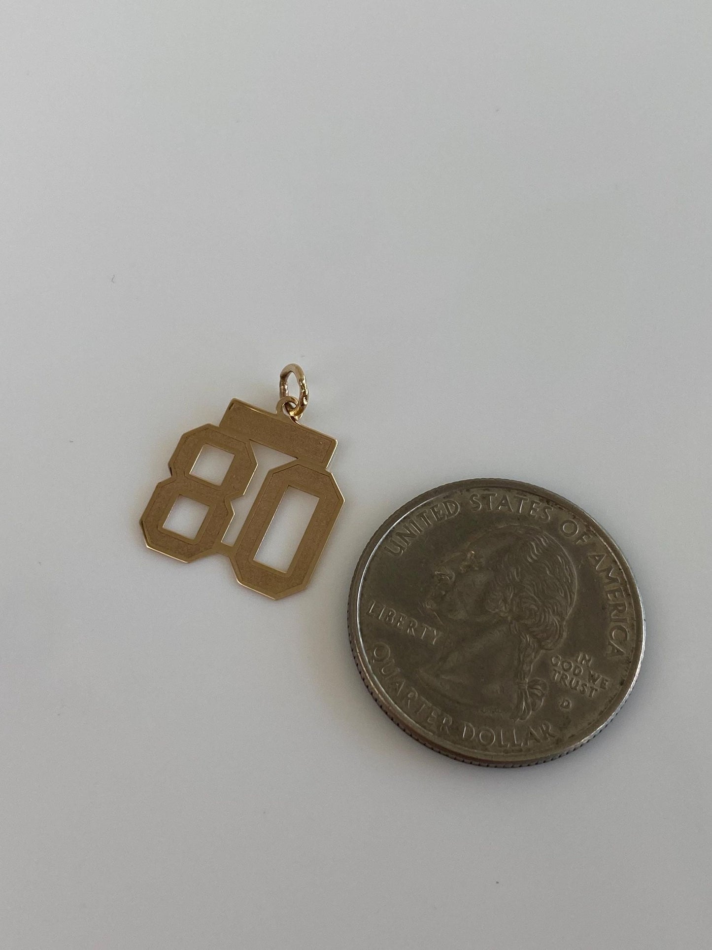 Vintage Solid 14k Yellow Gold Number '80' Charm