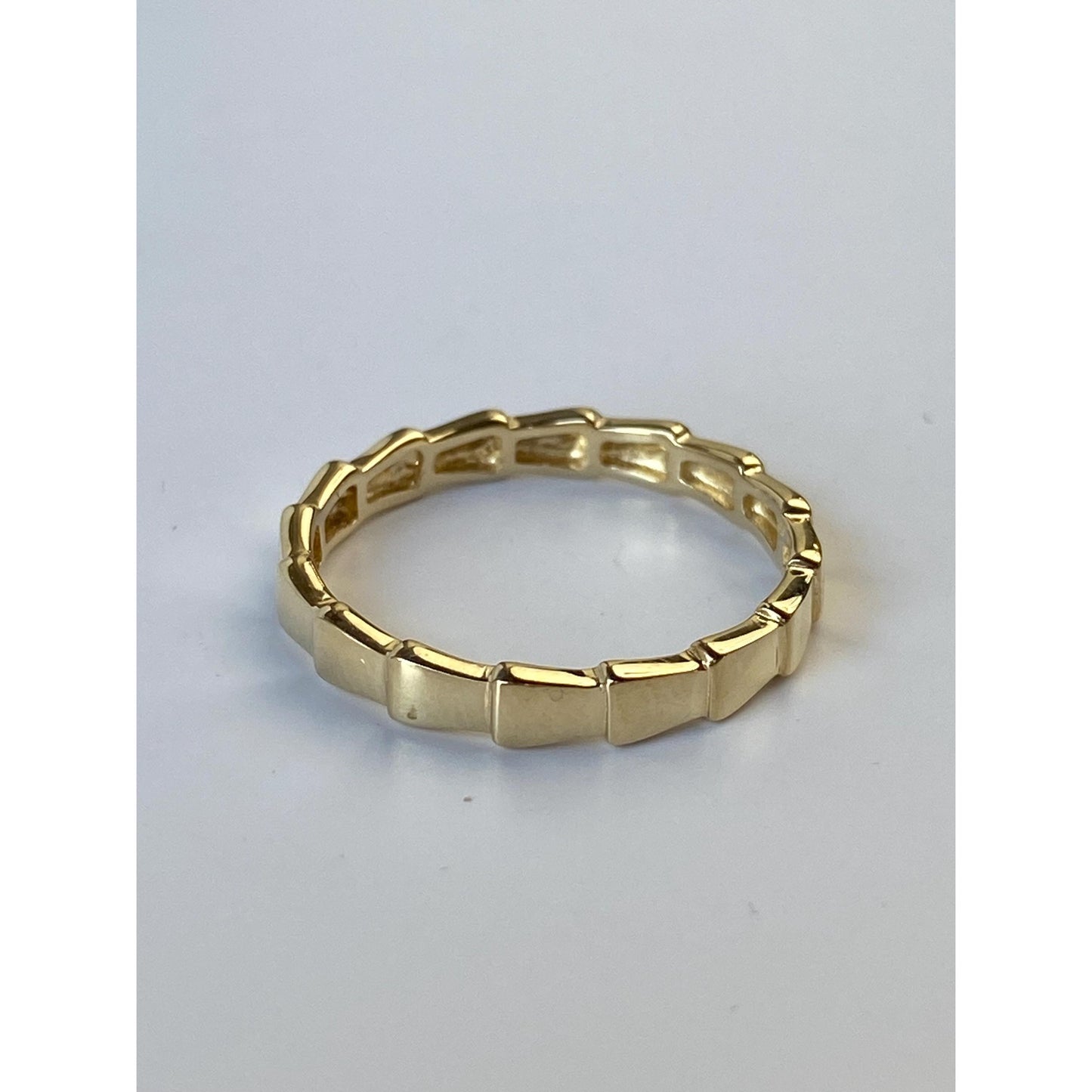 Solid 14k Yellow Gold Stepped Block Ring Band - Size 6.25
