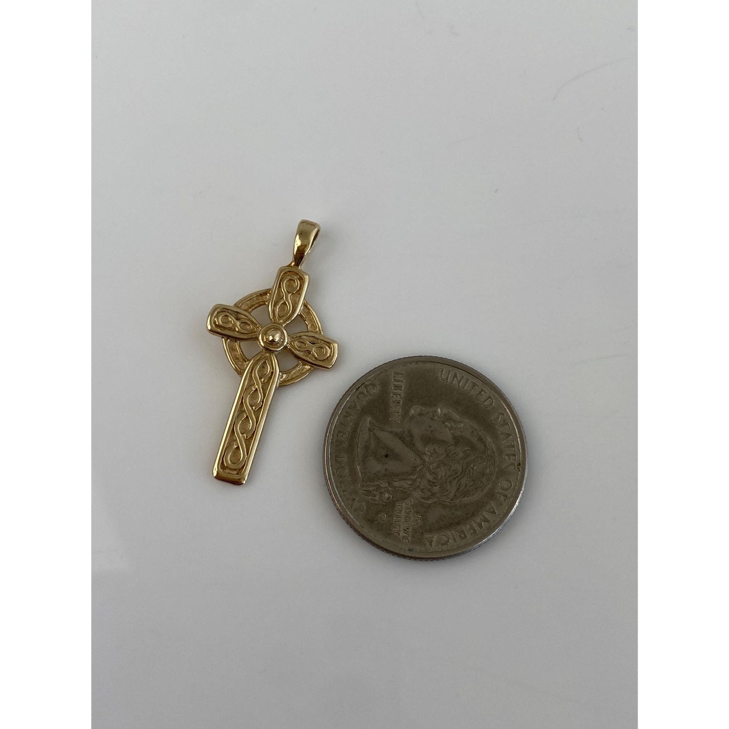 Vintage Solid 9k Yellow Gold Celtic Cross Charm