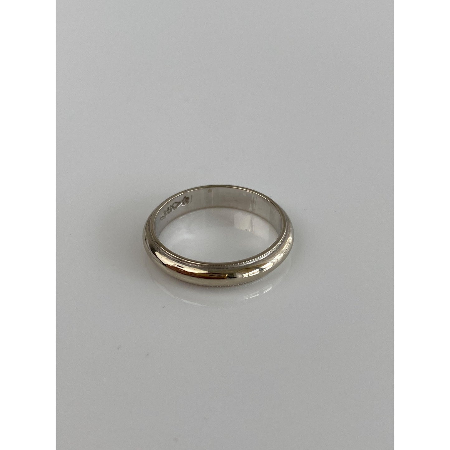 Vintage Solid 14k White Gold Milgrain Ring Band - Size 5.25