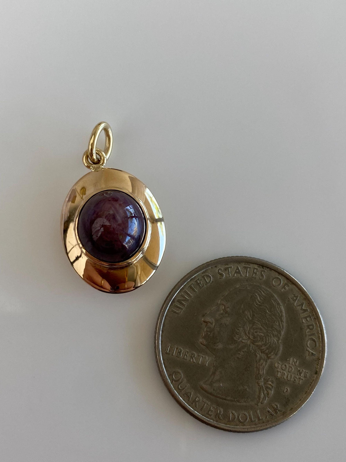 Vintage 14k Yellow Gold Purple Star Sapphire Cufflink Conversion Charm