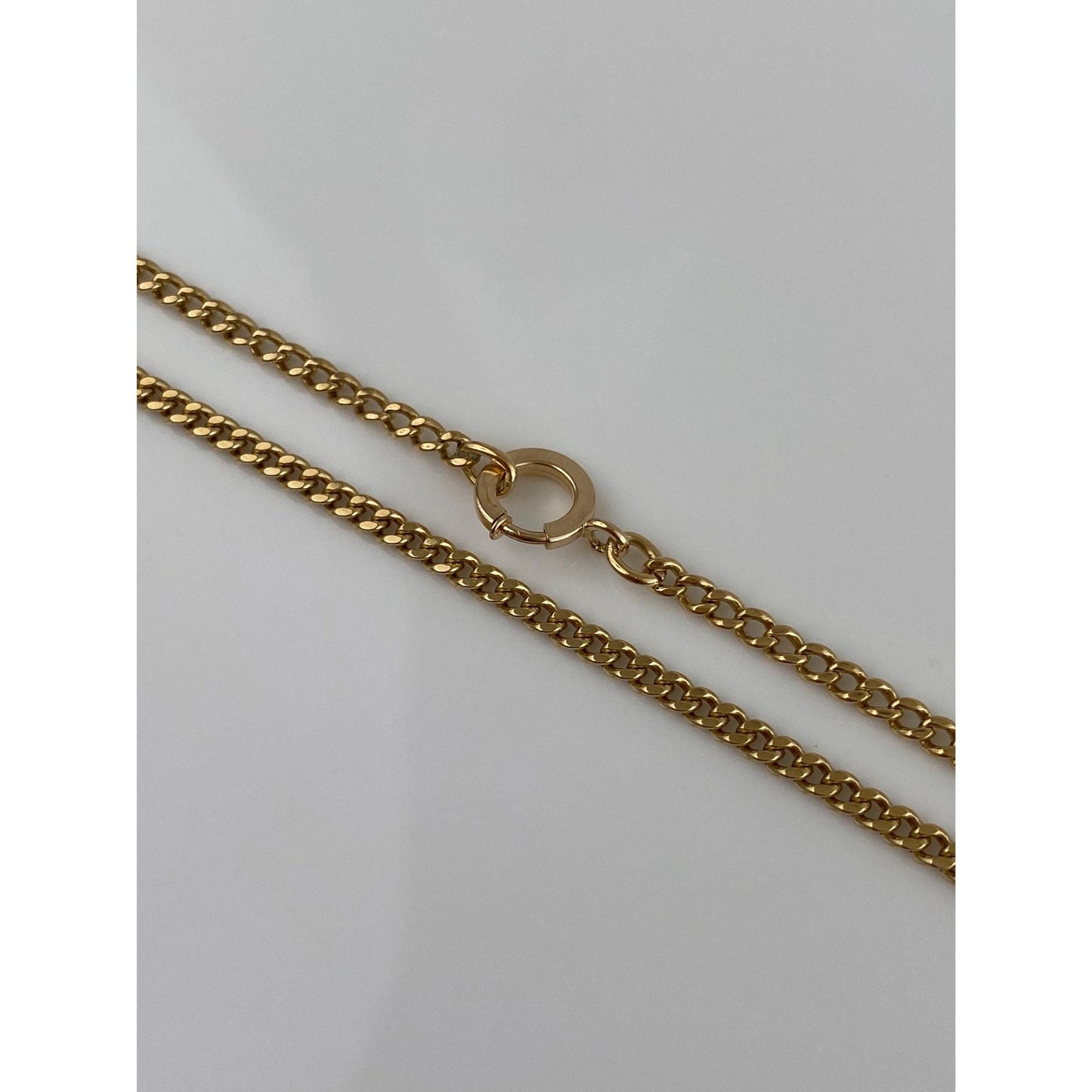 Vintage Solid 18k Yellow Gold Long Curb Chain Necklace - 31.25 inches