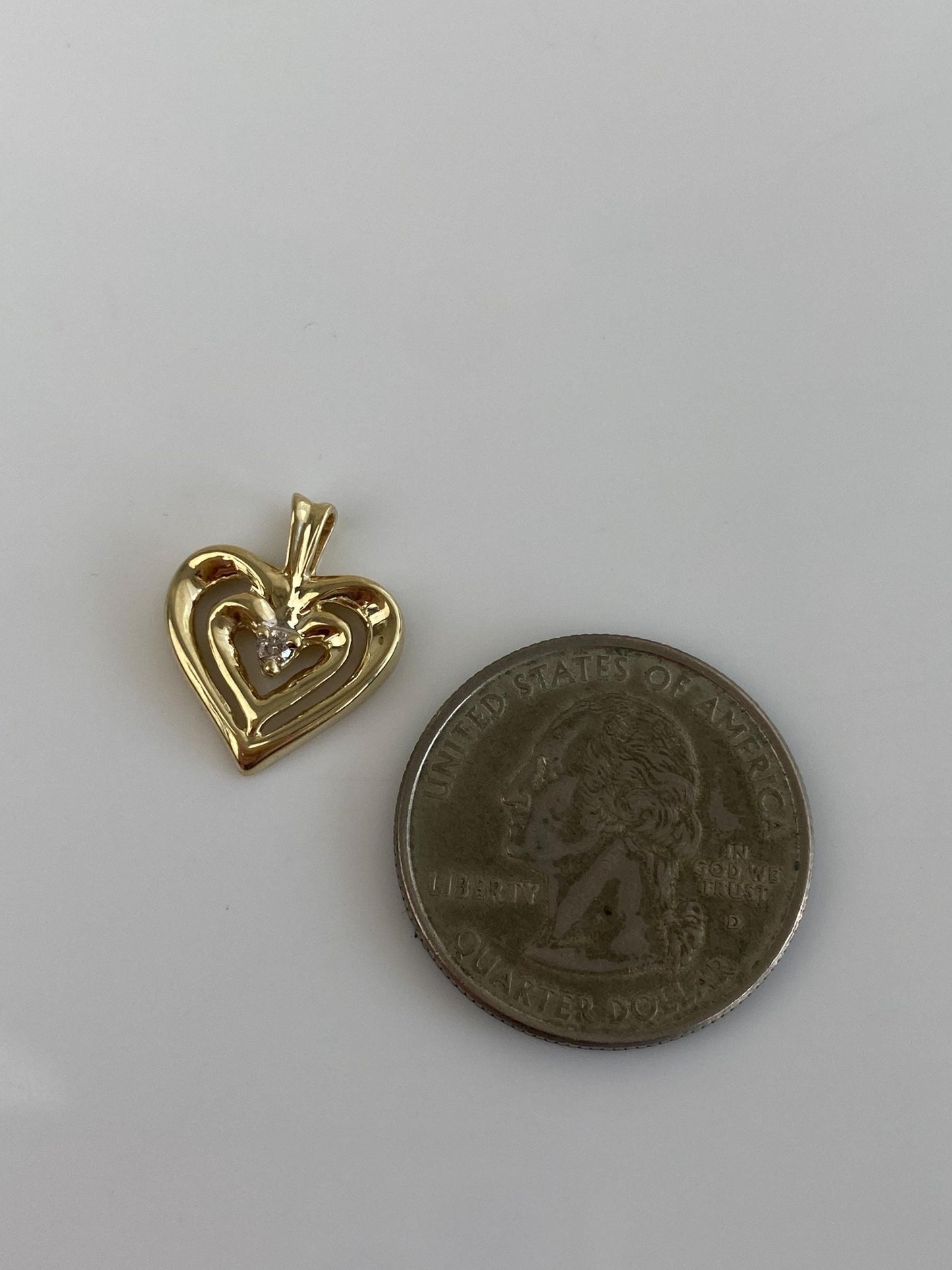 Vintage Solid 10k Yellow Gold Diamond Heart Charm