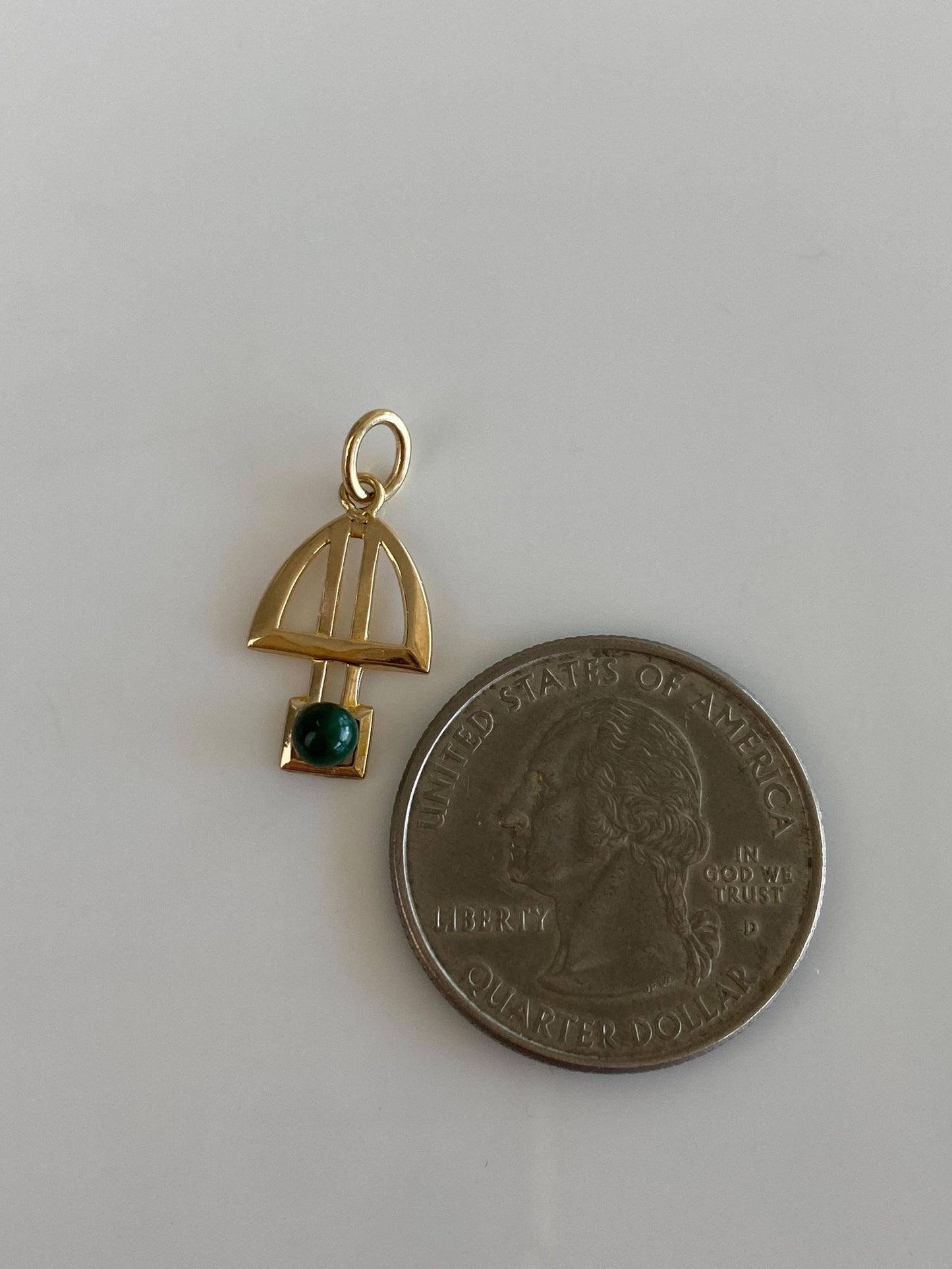 Vintage Solid 10k Yellow Gold Green Stone Stick Pin Conversion Charm