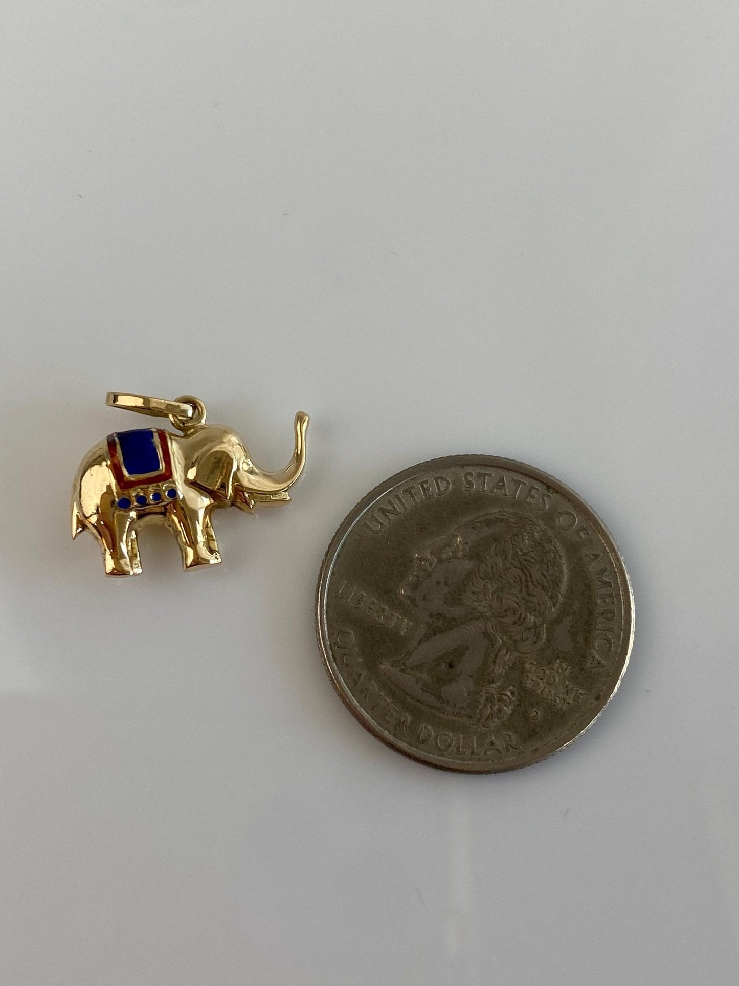 Vintage 14k Yellow Gold Enamel Elephant Charm