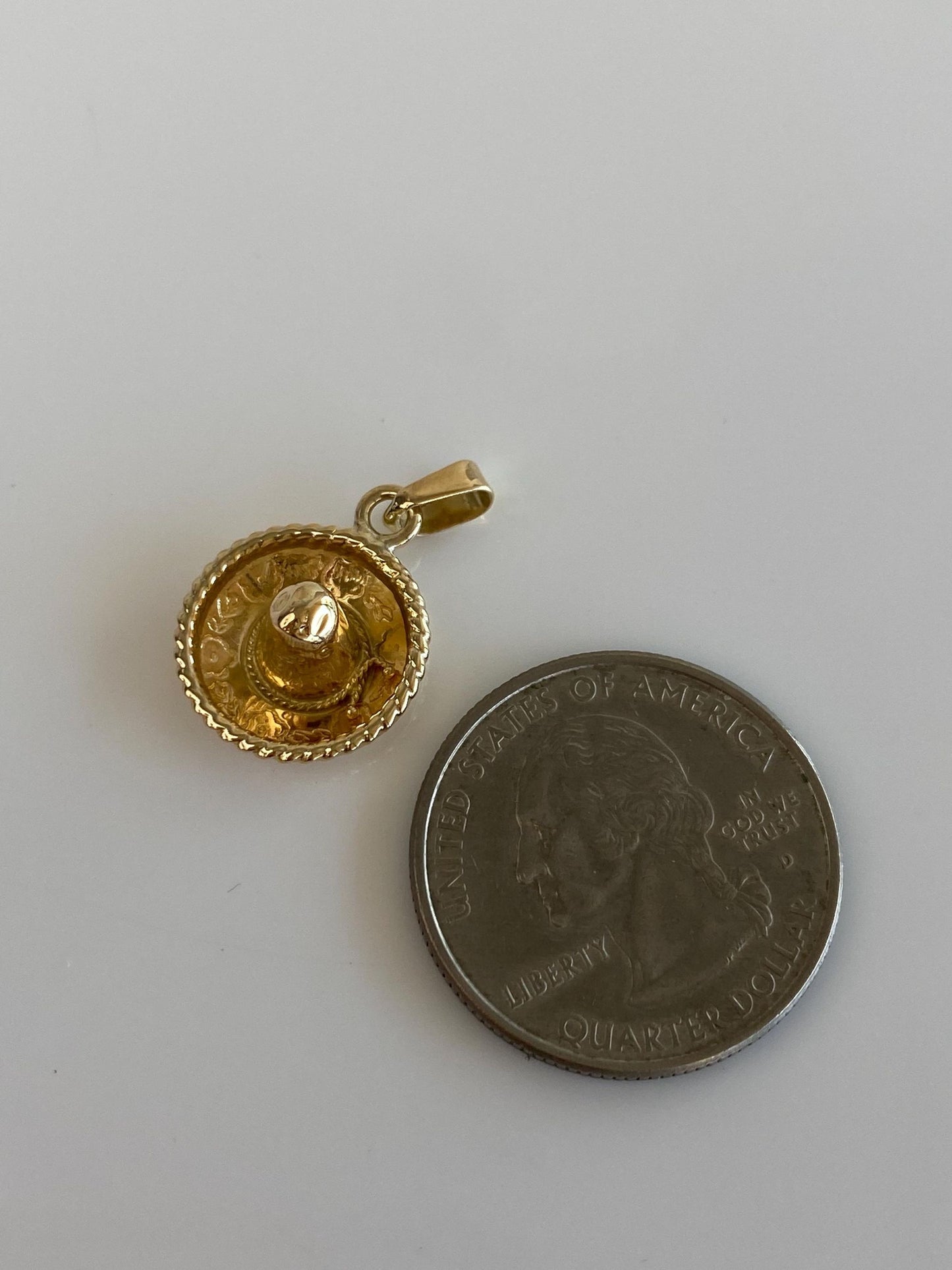 Vintage Solid 14k Yellow Gold Sombrero Hat Charm