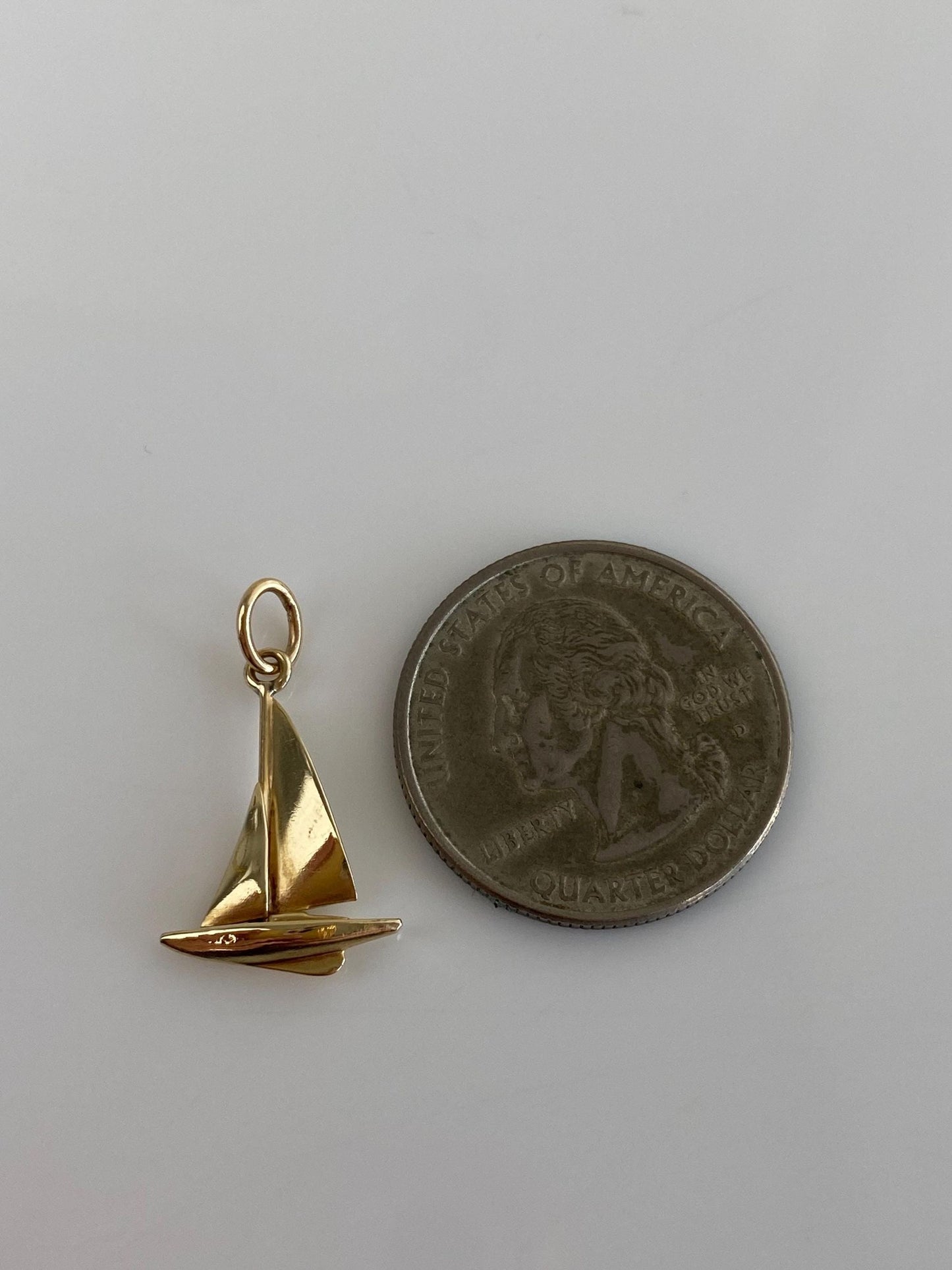 Vintage Solid 14k Yellow Gold Sailboat Charm