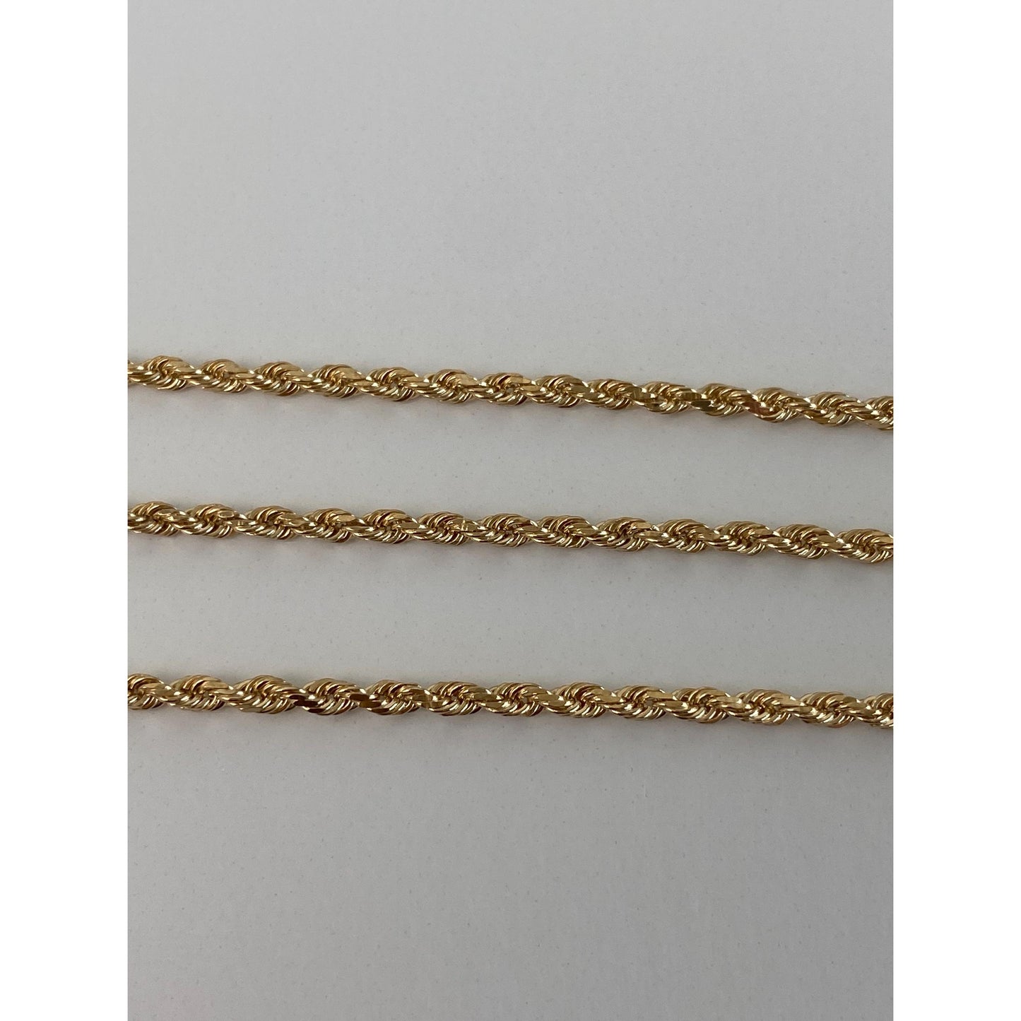 Vintage Solid 14k Yellow Gold Rope Chain Necklace - 24.25 inches