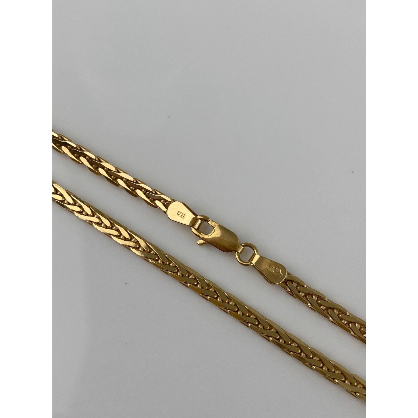 Vintage Solid 14k Yellow Gold Fancy Flat Chain Necklace - 18.25 inches