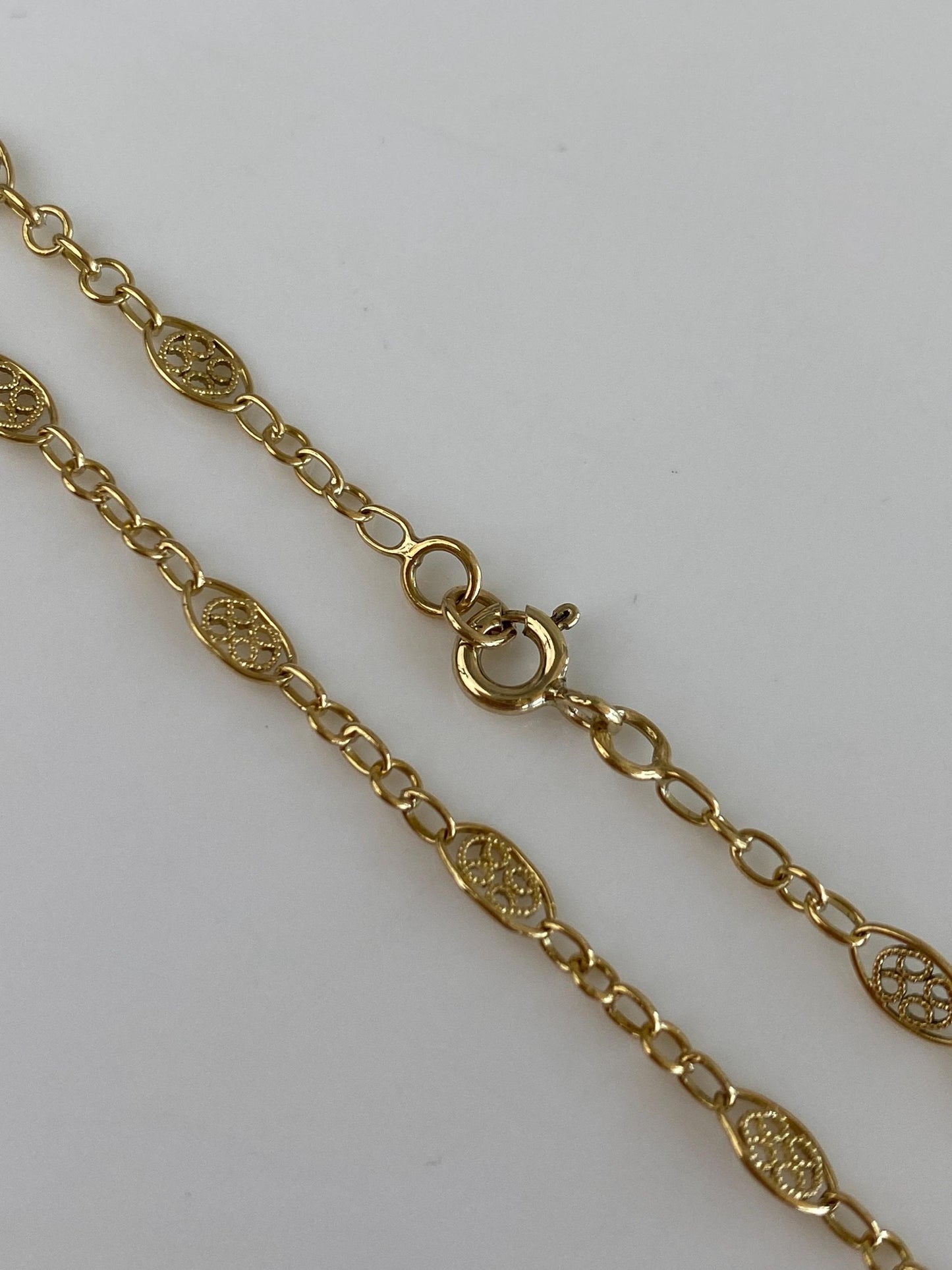 Vintage Solid 18k Yellow Gold Fancy Chain Necklace - 18.25 inches