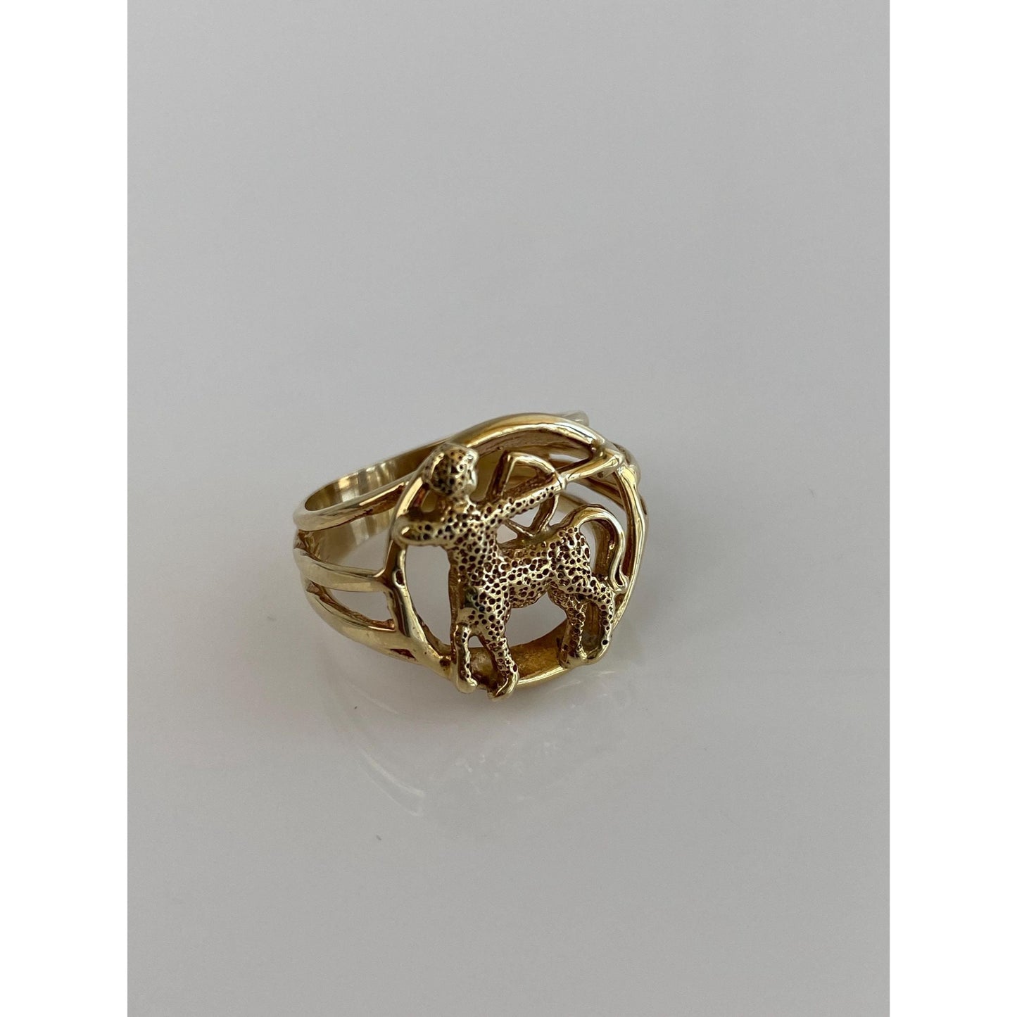 Vintage Solid 14k Yellow Gold Sagittarius Archer Ring - Size 4.75